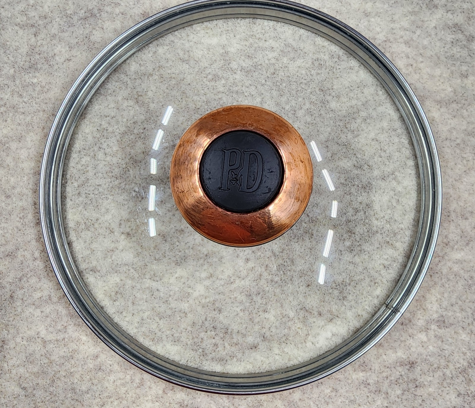 Replacement Glass and Copper Lid Paula Deen with Black Accent for 7″ Pot in VGC