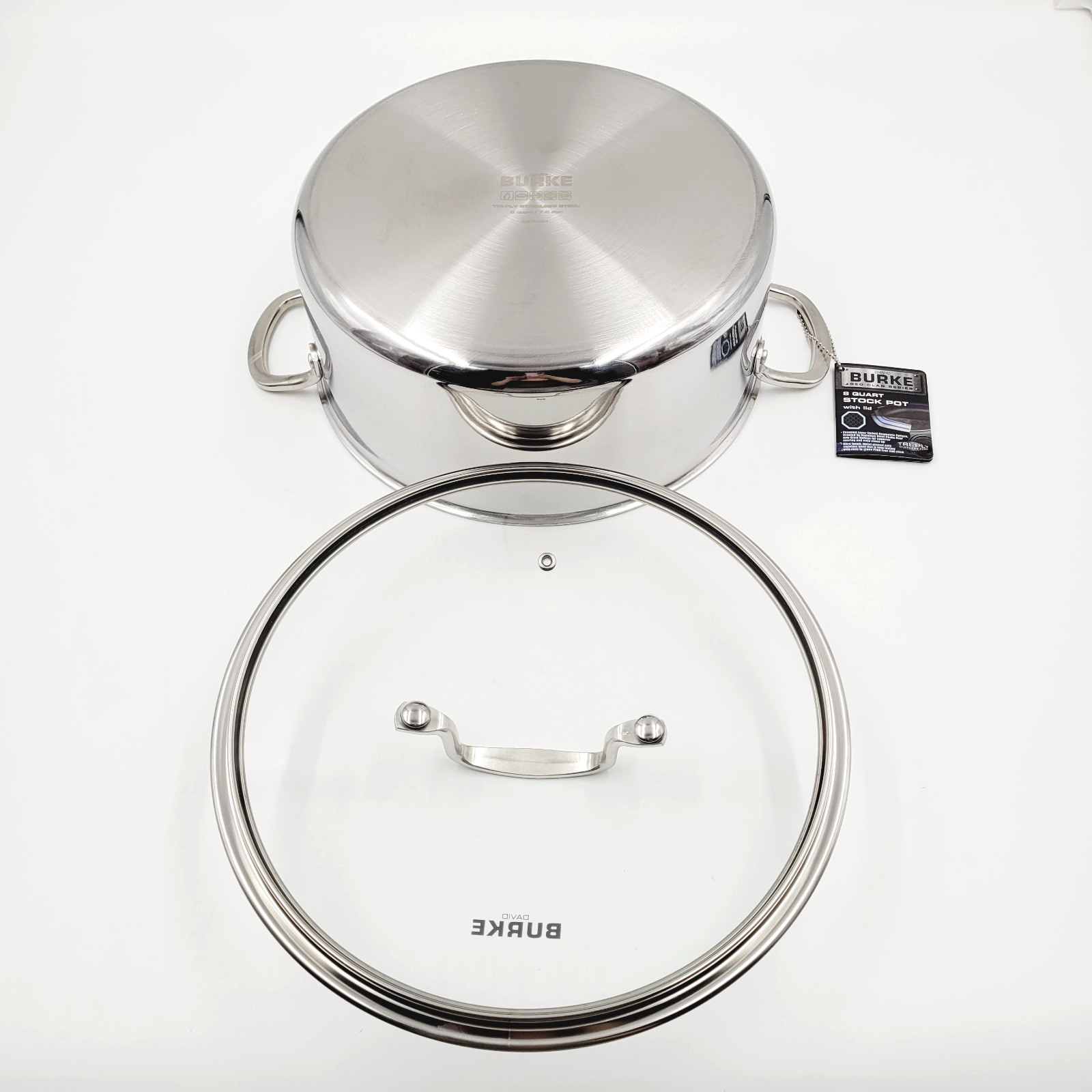 David Burke GEO CLAD Series Tri-Ply Stainless Steel 8qt. 7.6L Stockpot with Lid