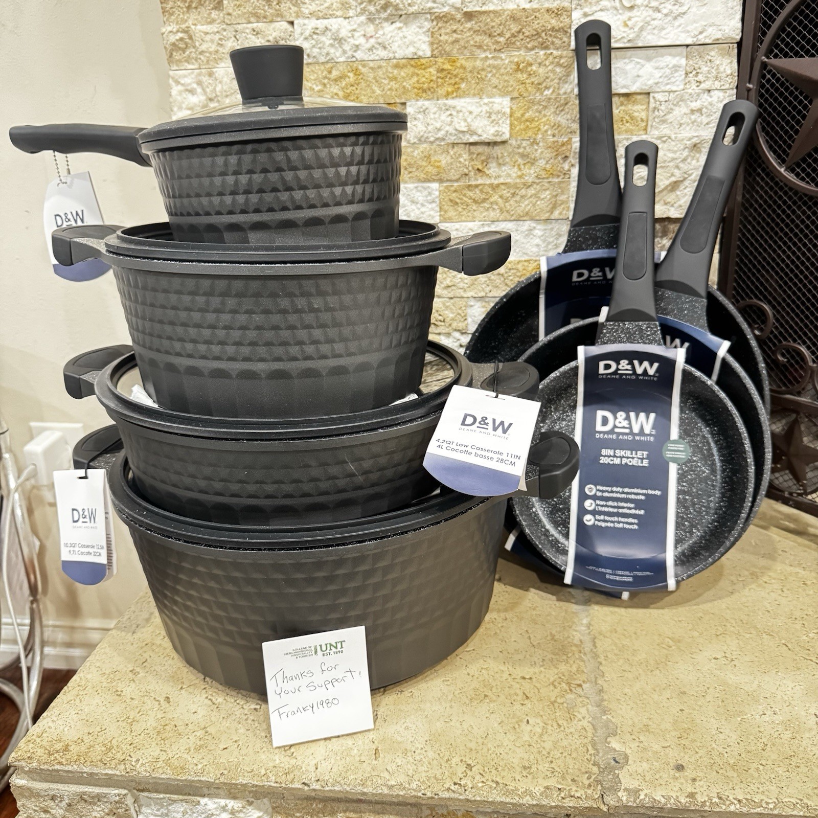 D&W Deane & White Cookware Casserole Pan Skillet Collection 11 Pc Set “Black”