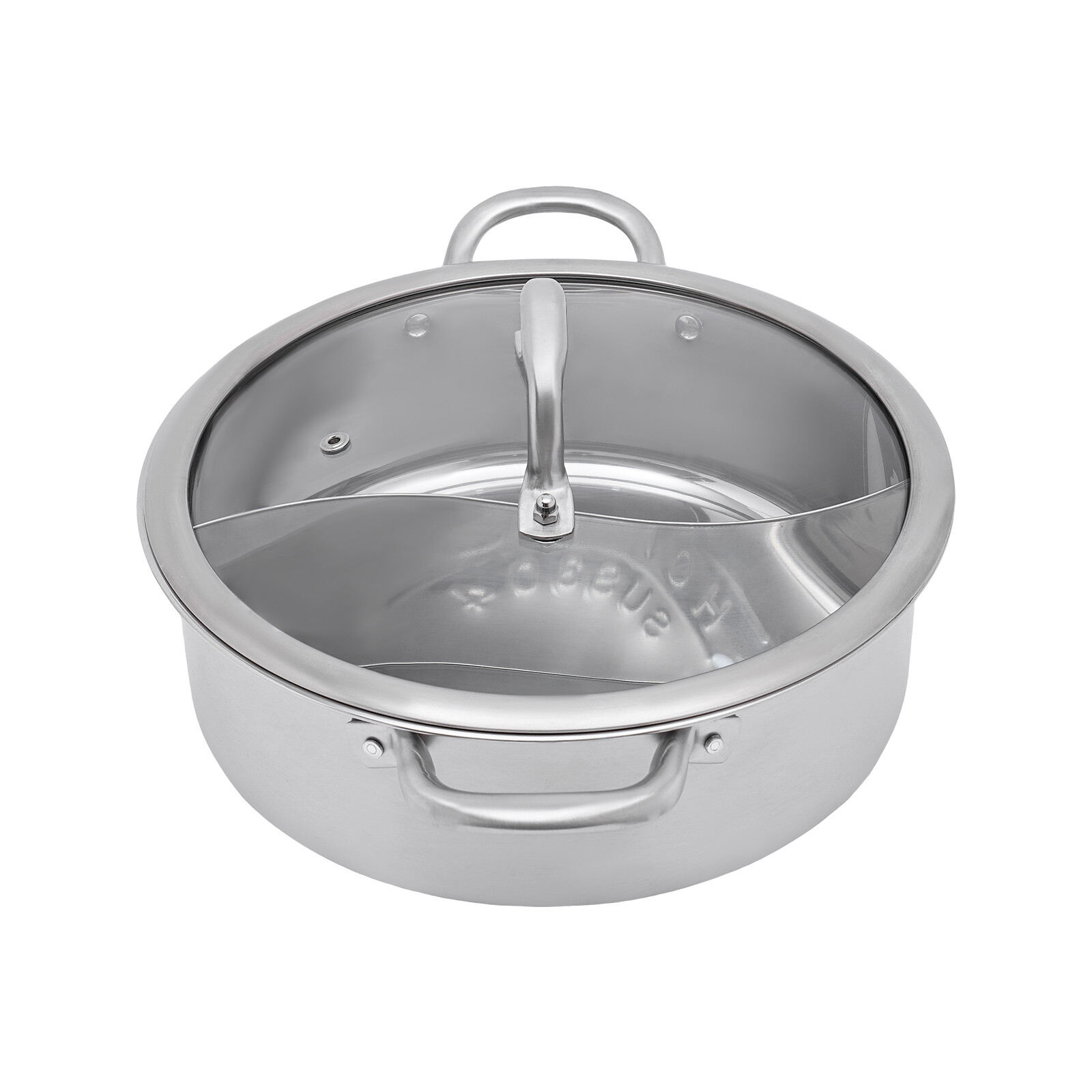 304 Stainless Steel Shabu Shabu Hot Pot with Divider , Lid , Spoon , Leaky Spoon