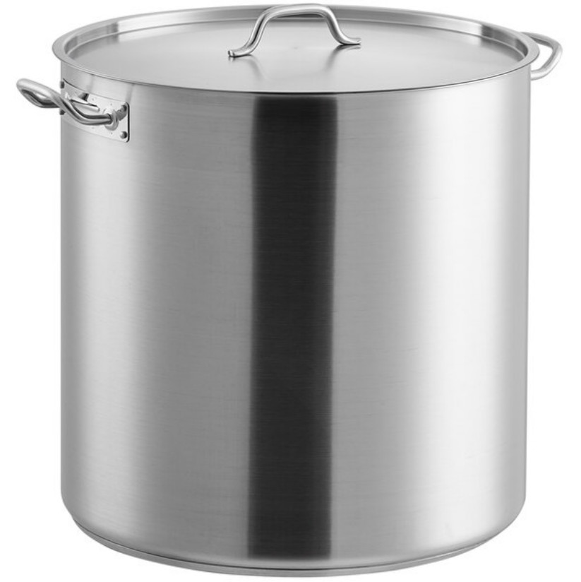 Commercial 100 Qt Stainless Steel Aluminum Clad Round Big Stock Pot w/ Lid Cover