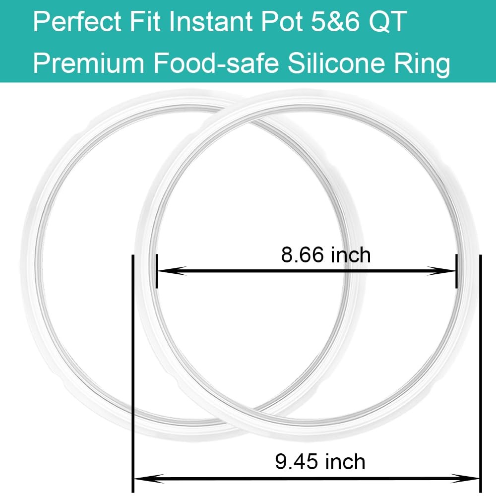 2-Pack Sealing Ring for Instant Pot 6 Quart, Food-grade Silicone Replacement Par