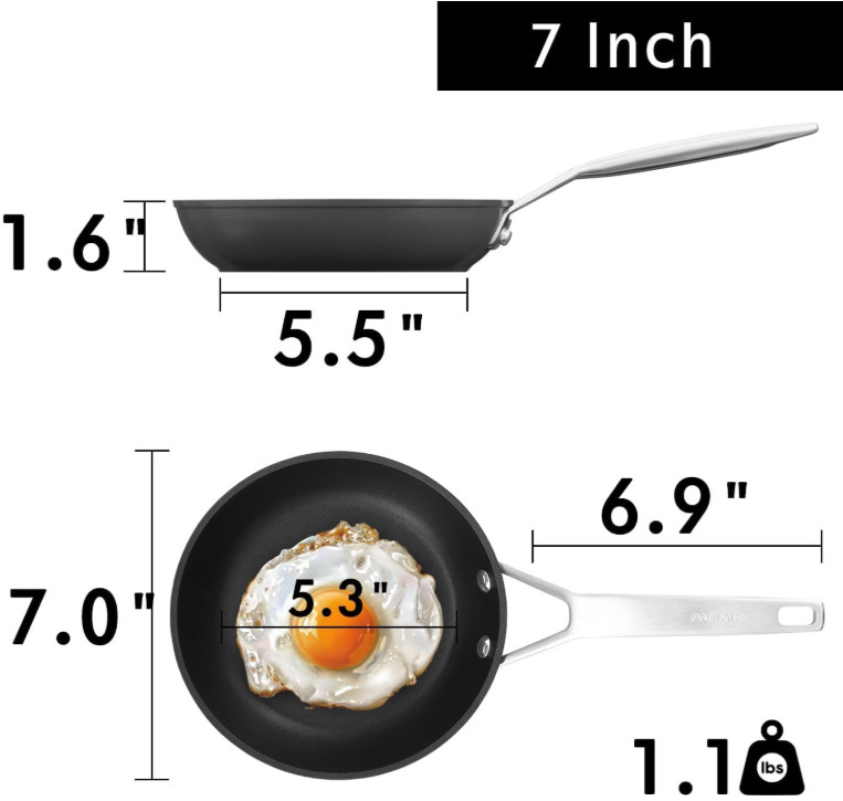 Sartén 7″ antiadherente omelette inducción gas cerámica resistente rayas, Nuevo