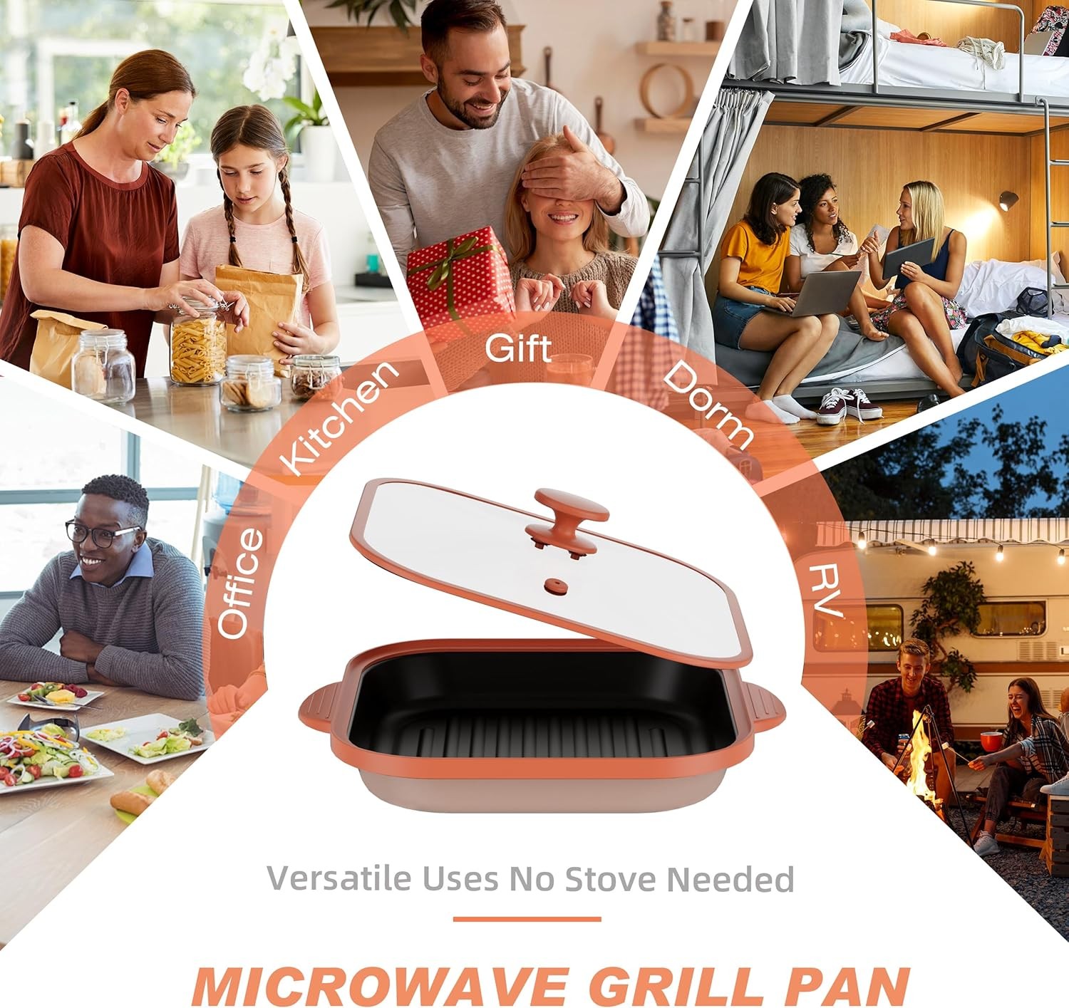Microwave Grill Pan with Cover – Bacon Cooker, Crisper & Grilled Cheese Maker