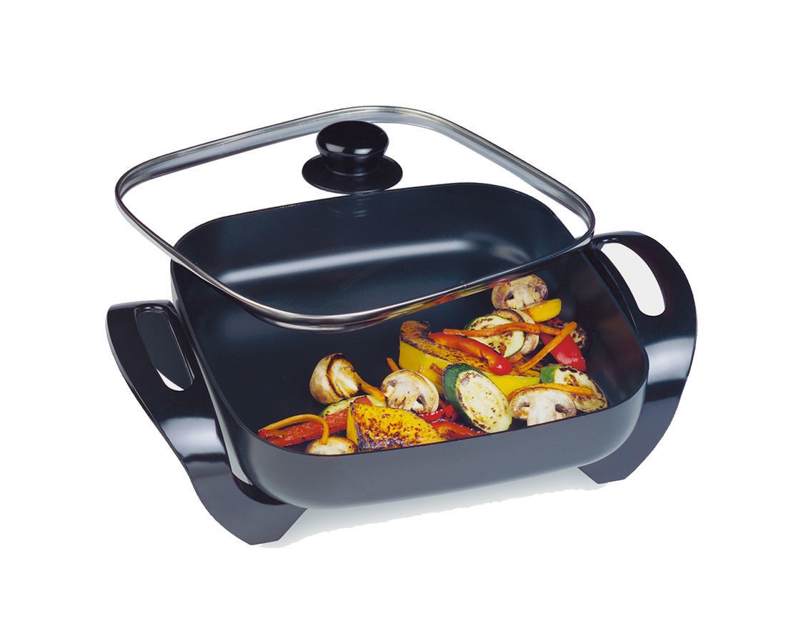 Maxim 1500W Electric Fry Pan+Tempered Glass Lid+Temperature Control-BR01