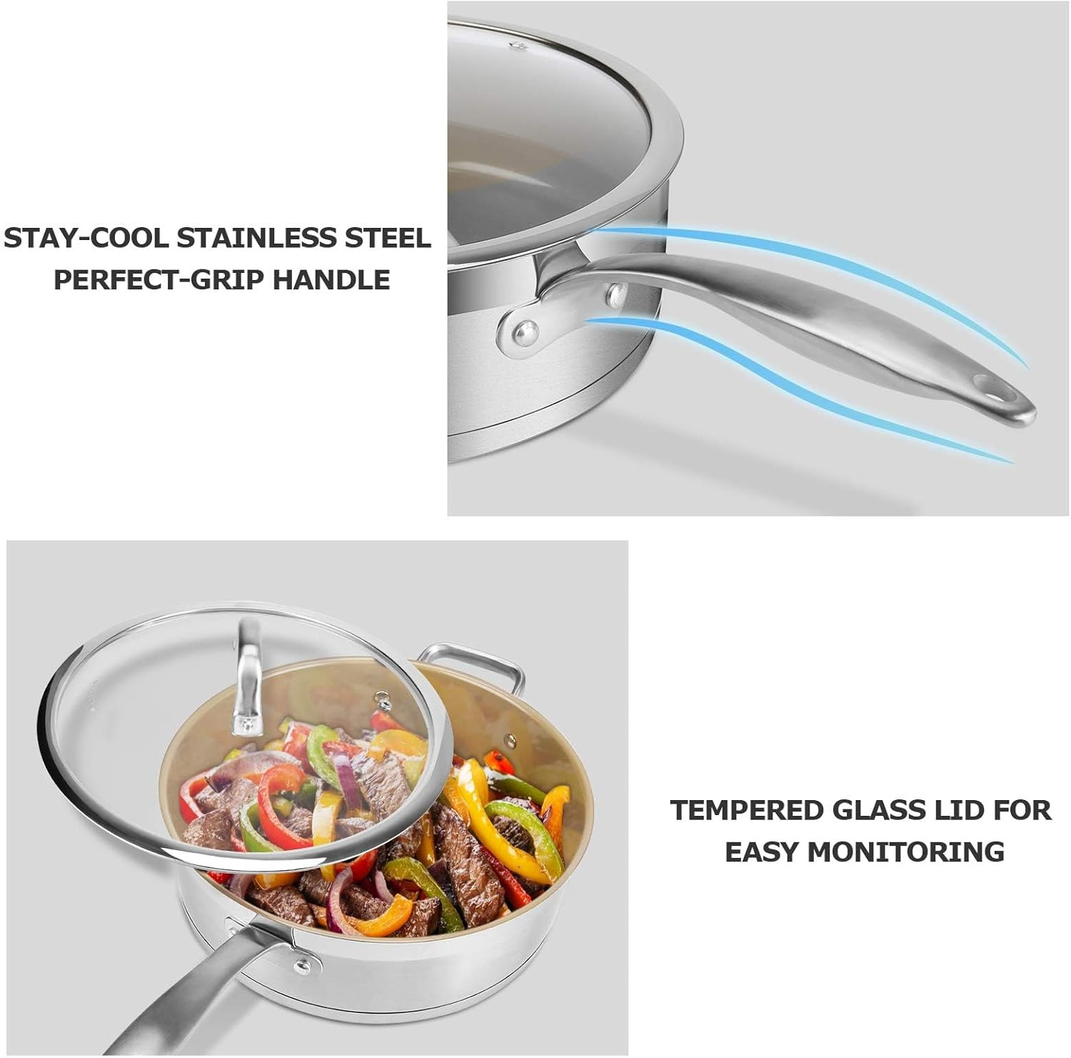 5.5-Qt Ceramic Non-Stick Sauté Pan with Lid – Professional Grade Cookware
