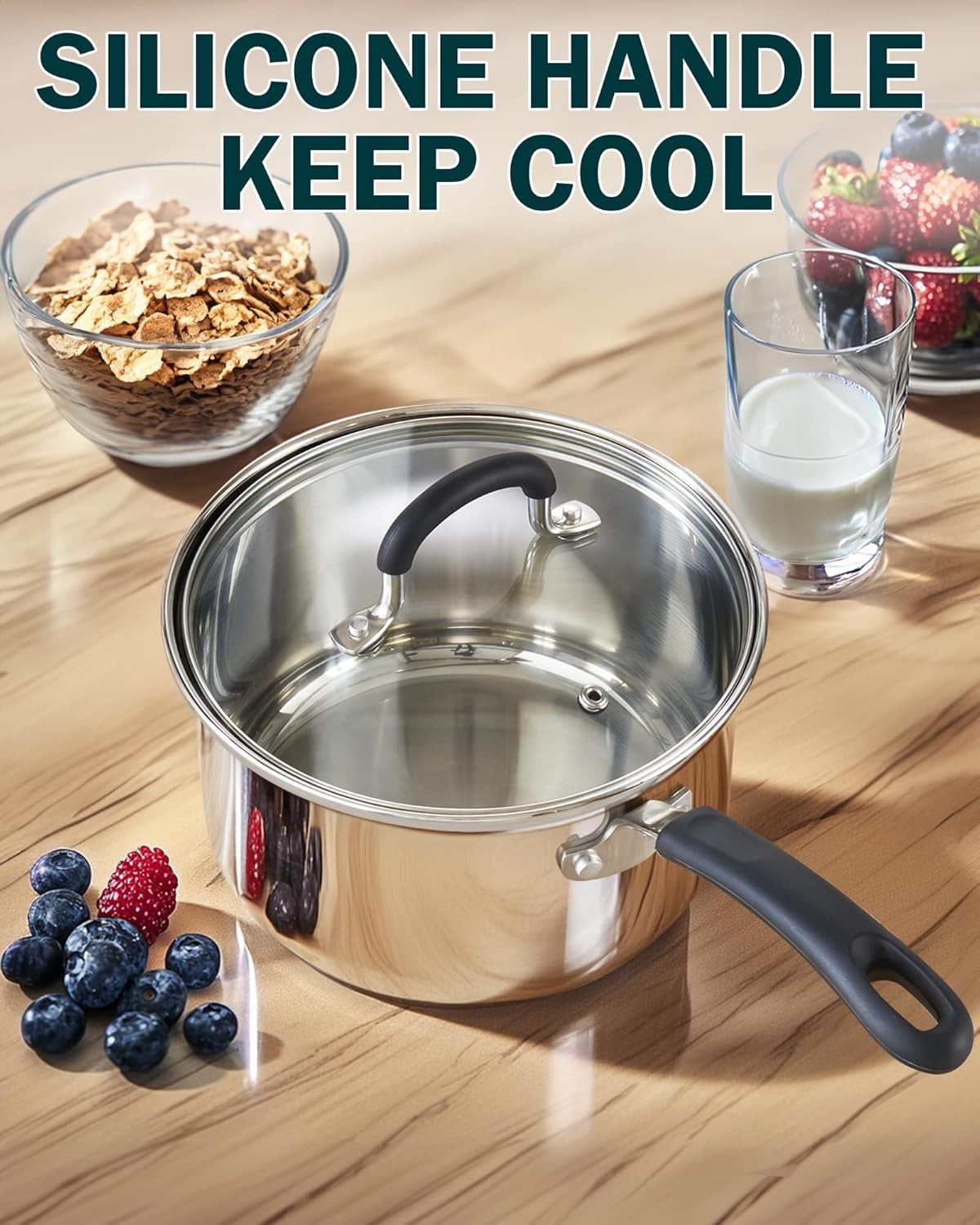 Elegant 1 & 2 Quart Stainless Steel Cookware Set – Induction & Dishwasher Safe