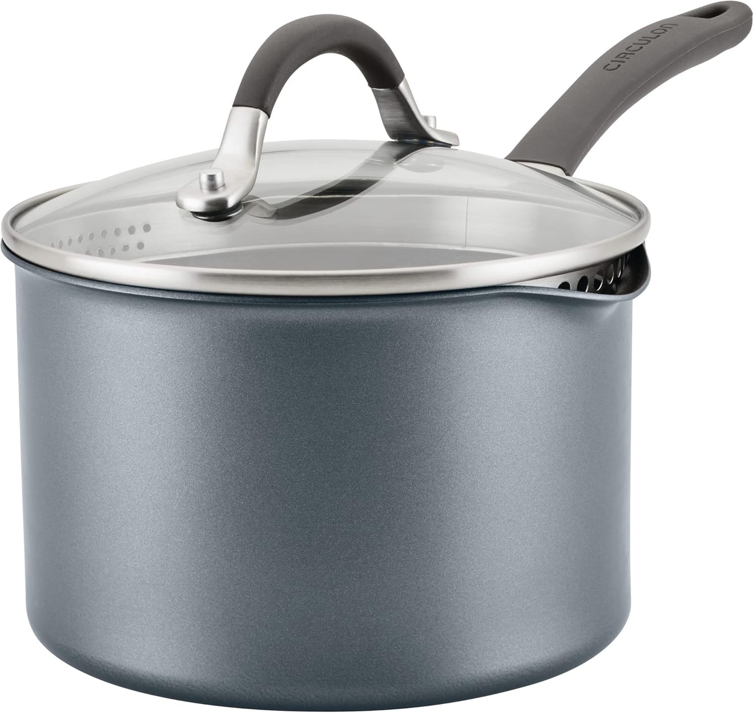 A1 Series w/ ScratchDefense Nonstick Induction Straining Sauce Pan with Lid, 3-