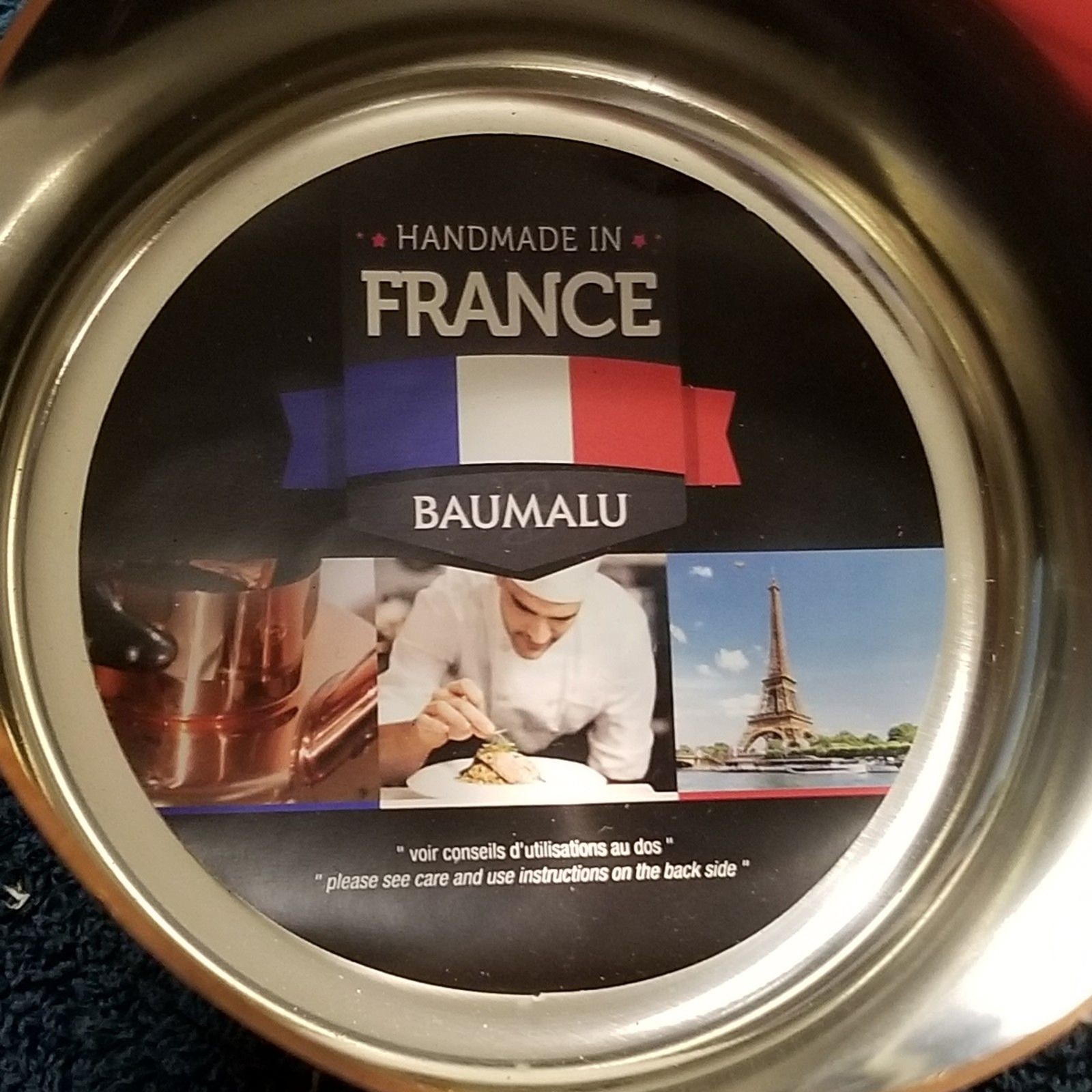 Baumalu copper pan 4 1/4″ with cast iron handle new made in France tin lined