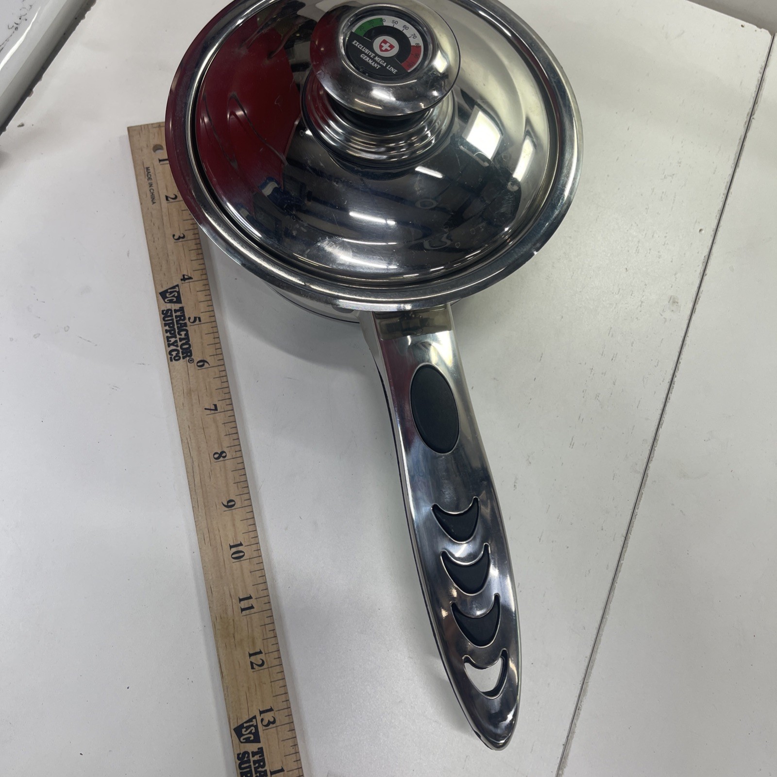 Rare Exclusive Mega Line Germany 18/10 SS 1.7L Sauce Pan W/ Temp Gauge Lid