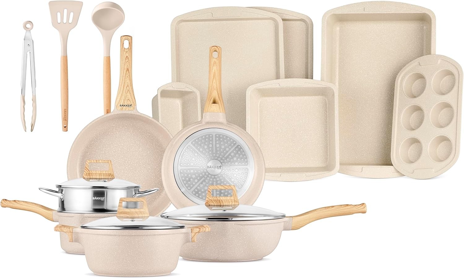 Bakken-Swiss 20-Piece Kitchen Cookware Set – Granite Non-Stick Eco-Friendly