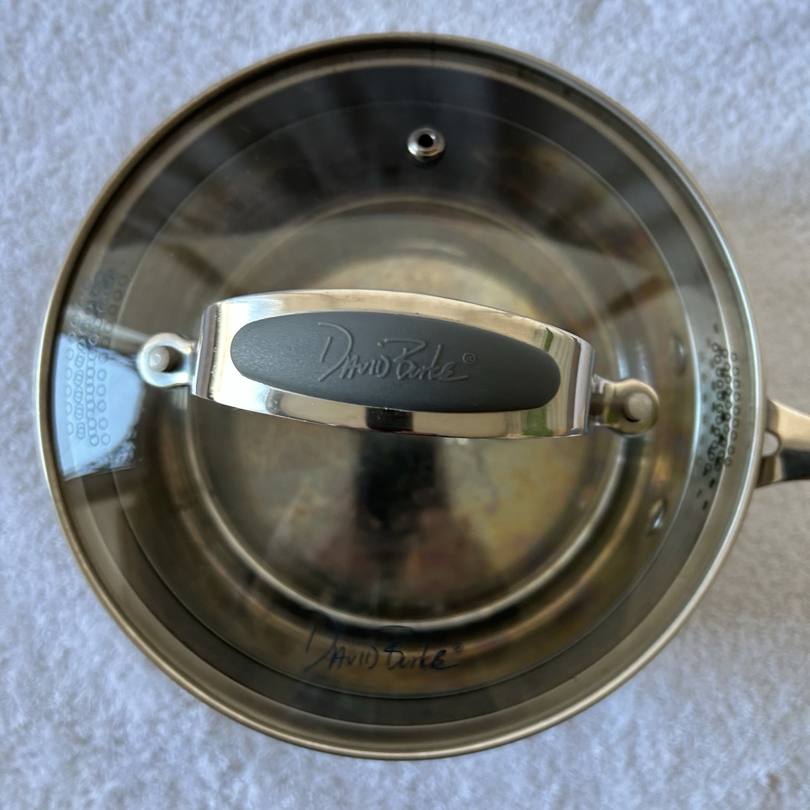 David Burke Heavy Stainless 2.5Qt Sauce Pan Pot With Strainer Lid