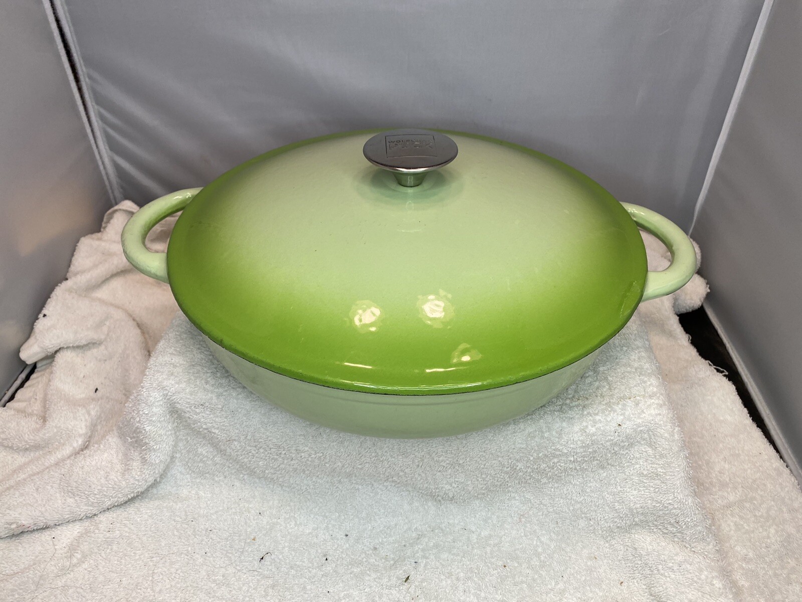 Wolfgang Puck 12″ Green Braiser Enameled Cast Iron Dutch Oven Casserole