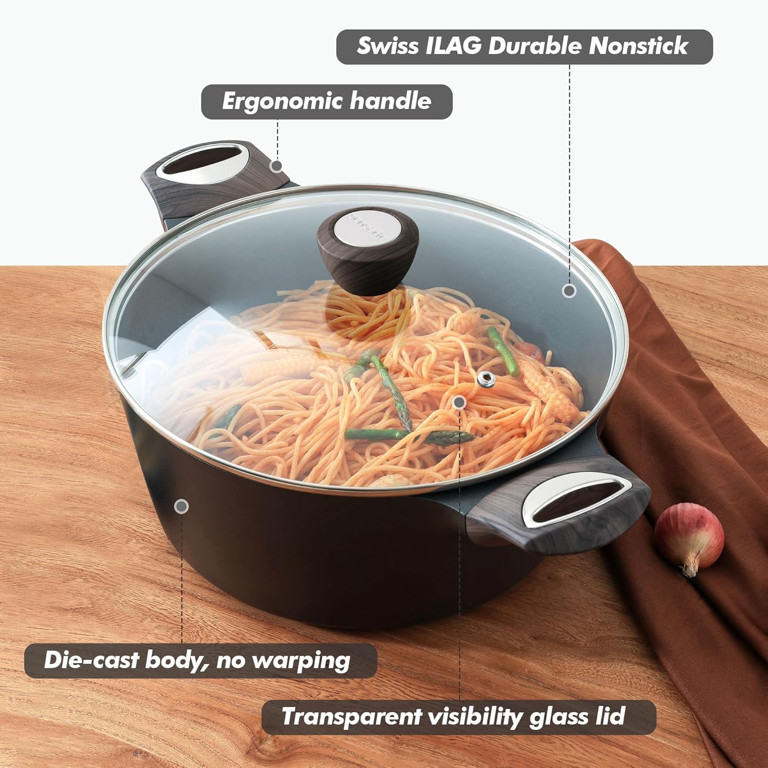 Nonstick Stock Pot W/ Lid 2.6/4.5/6.6/8.5 QT Soup Pot Casserole Pot Healthy