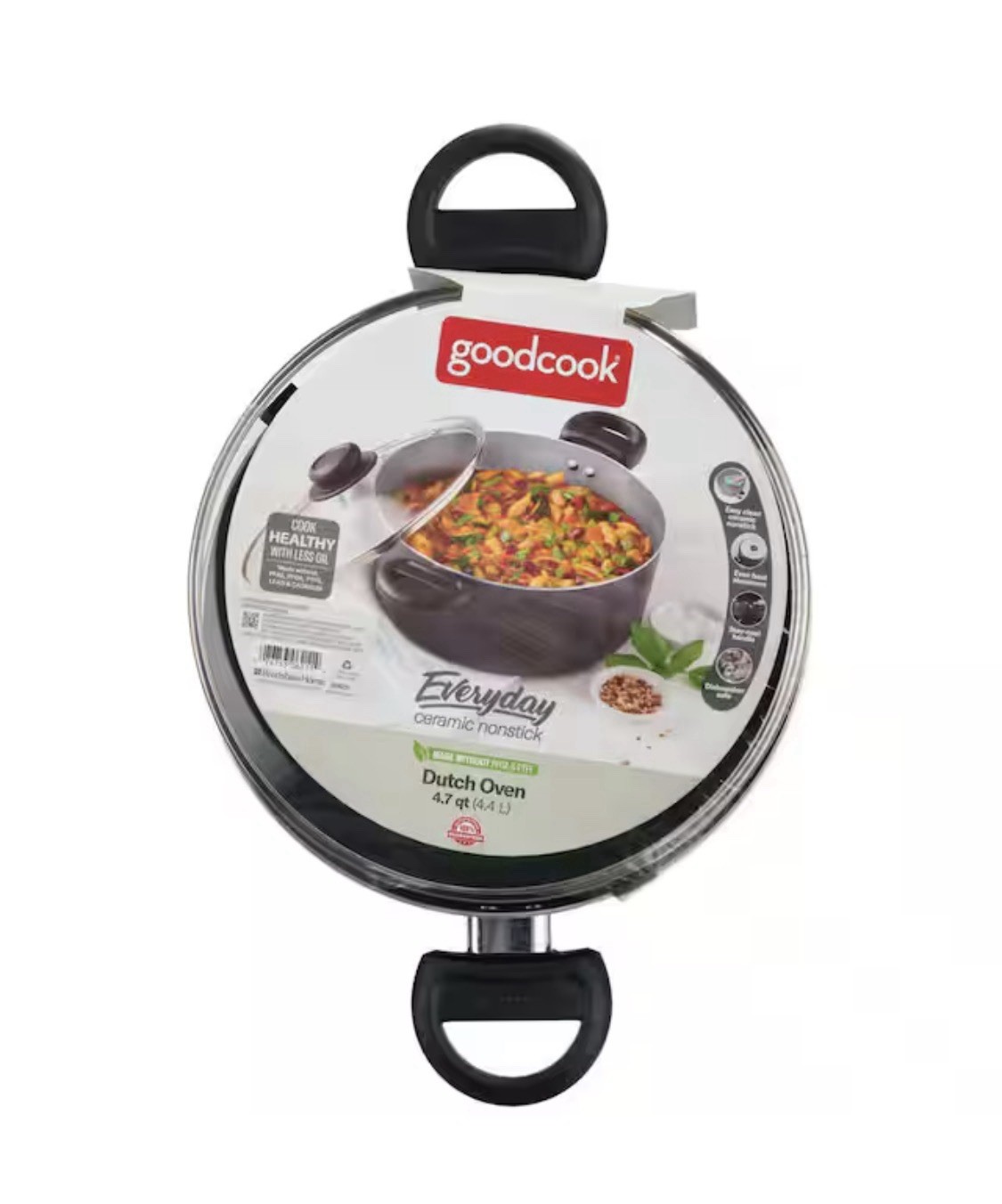 Good Cook Everyday 4.7 qt., Ceramic Nonstick Dutch Oven, Black