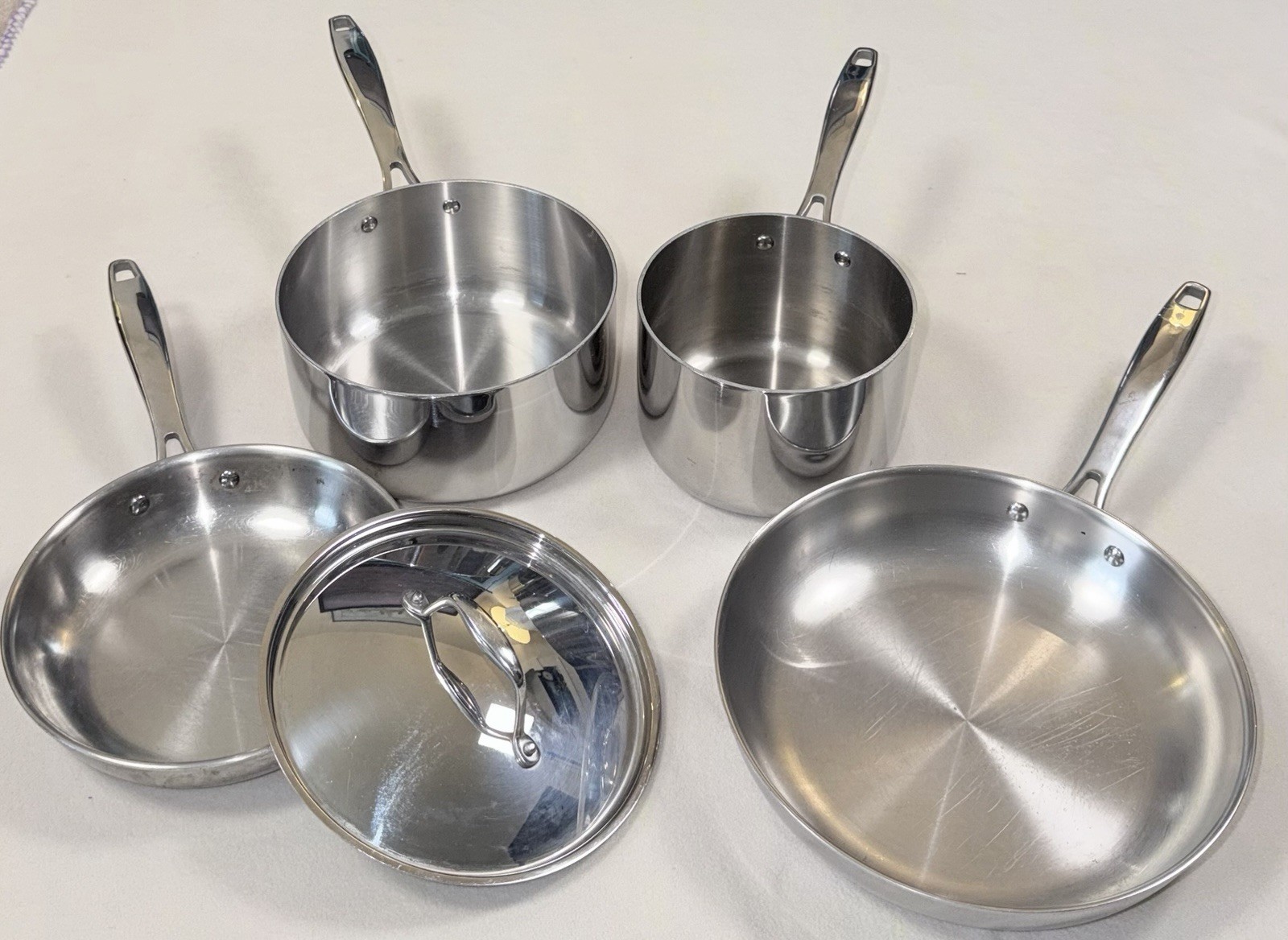 Tramontina Tri-Ply Clad Stainless Steel Cookware 5pc Set 10” 8” Skillets 2QT 3QT