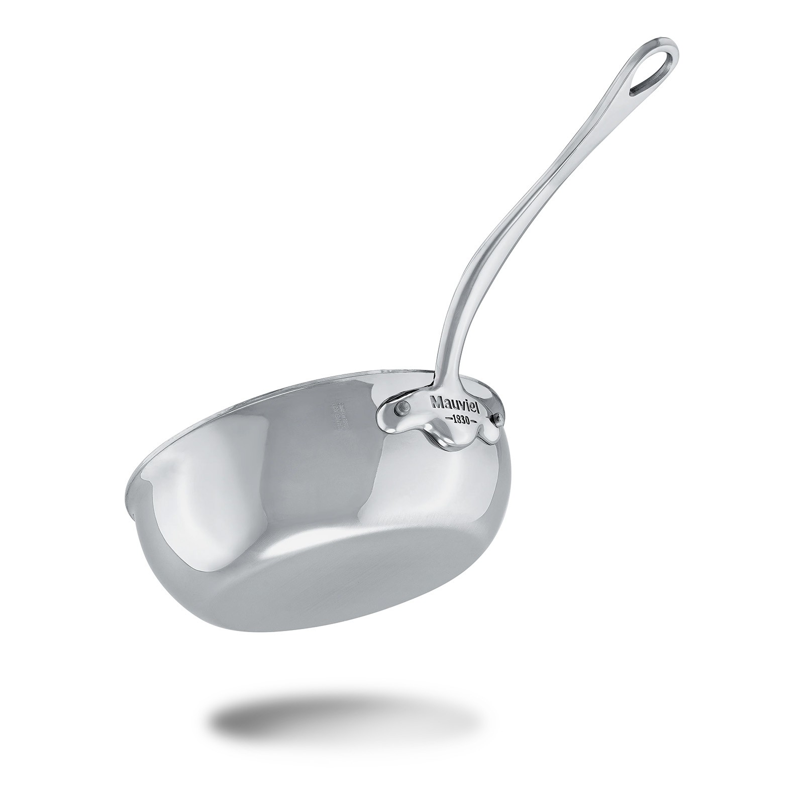 Mauviel M’Cook 2.1 qt. Stainless Steel Curved Splayed Saute Pan with Lid