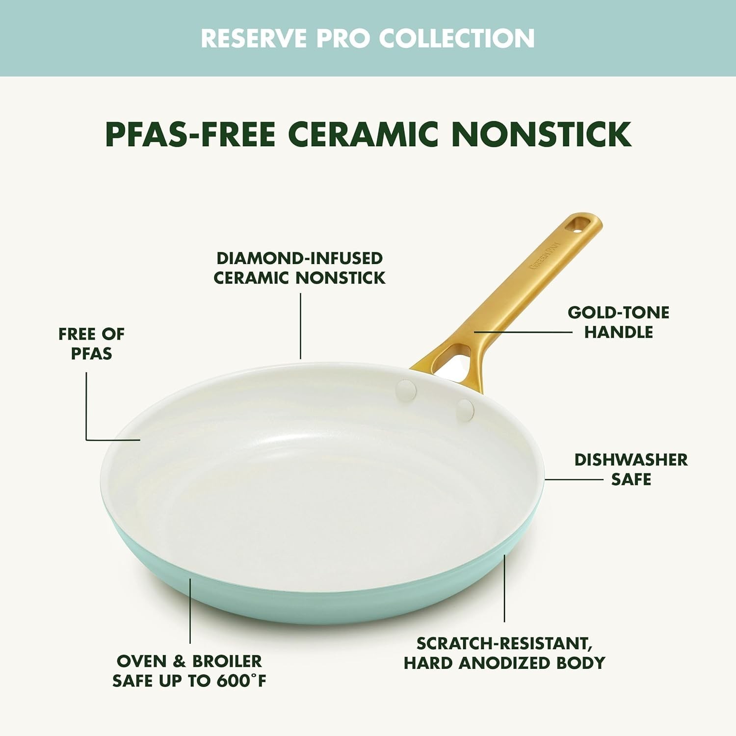 8″ Ceramic Nonstick Frying Pan Hard Anodized PFAS-Free Blue