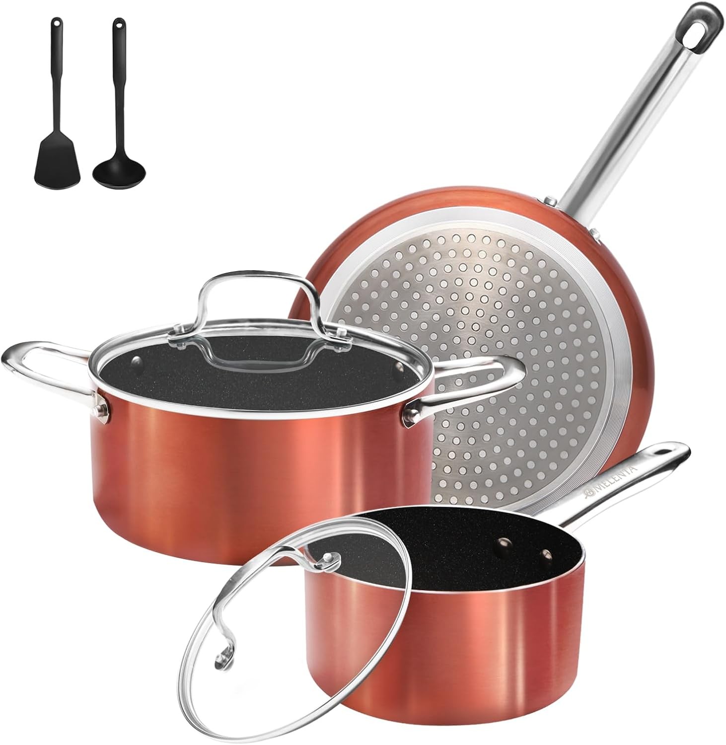 Pots and Pans Set Non Stick, 7 Piece Ceramic Cookware Set, Non Toxic Kitchen