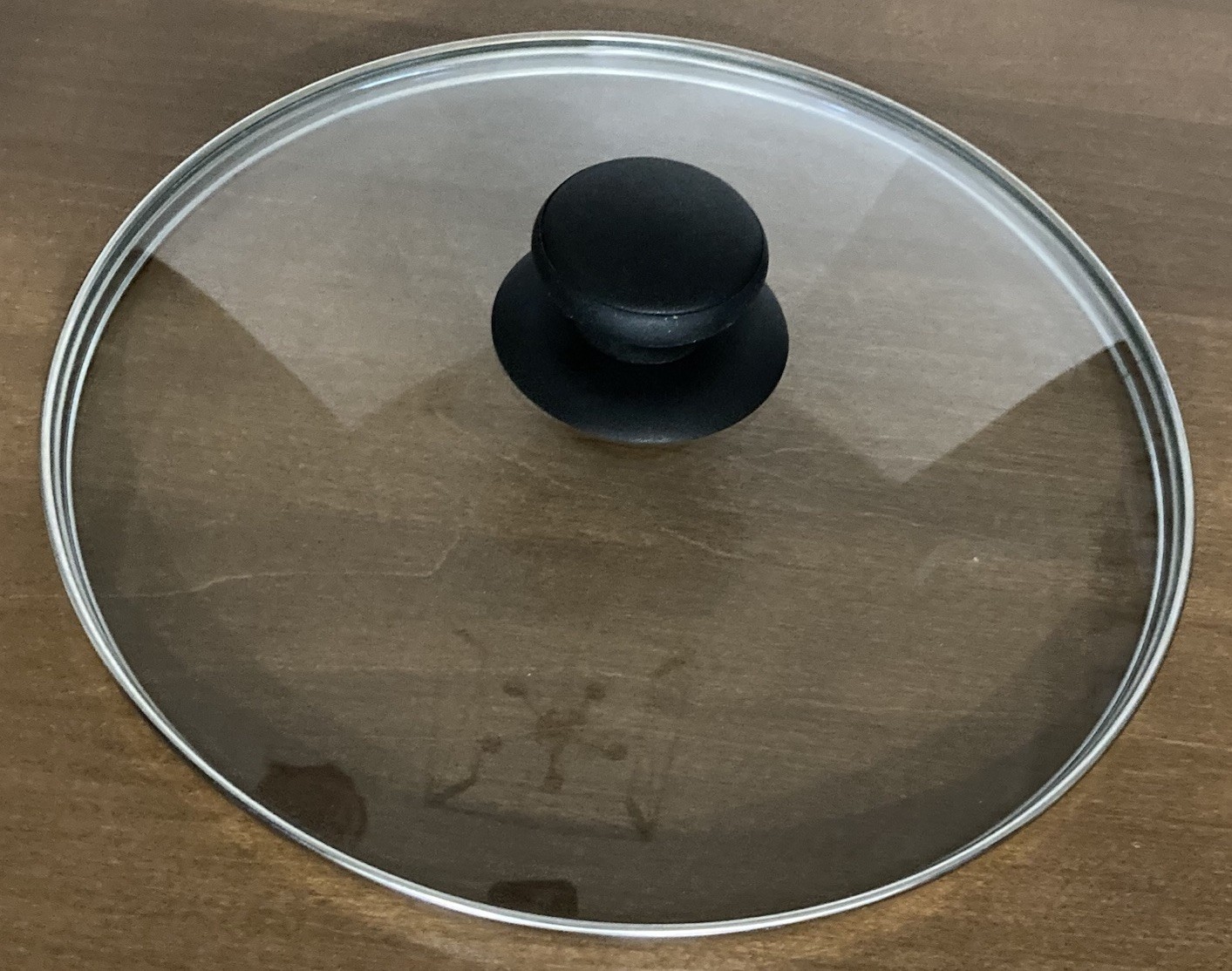 Glass Pot Pan Lid Approx. 9-1/4″ Diameter Inner Lip & 9-1/2″ Outer Stainless Rim