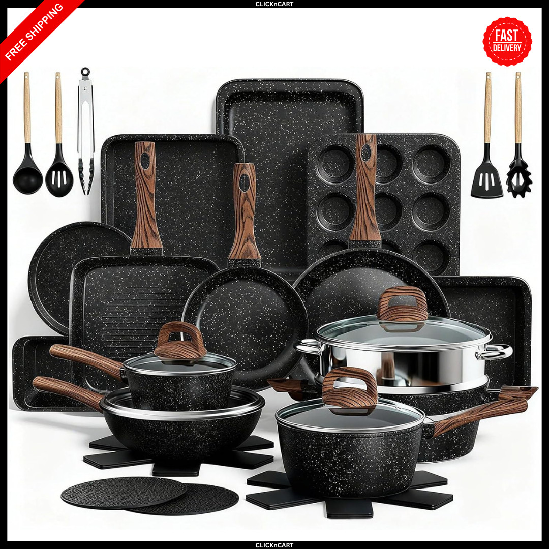 Pots and Pans Set Non Stick, 31 Piece Kitchen Induction Cookware & Bakeware Set