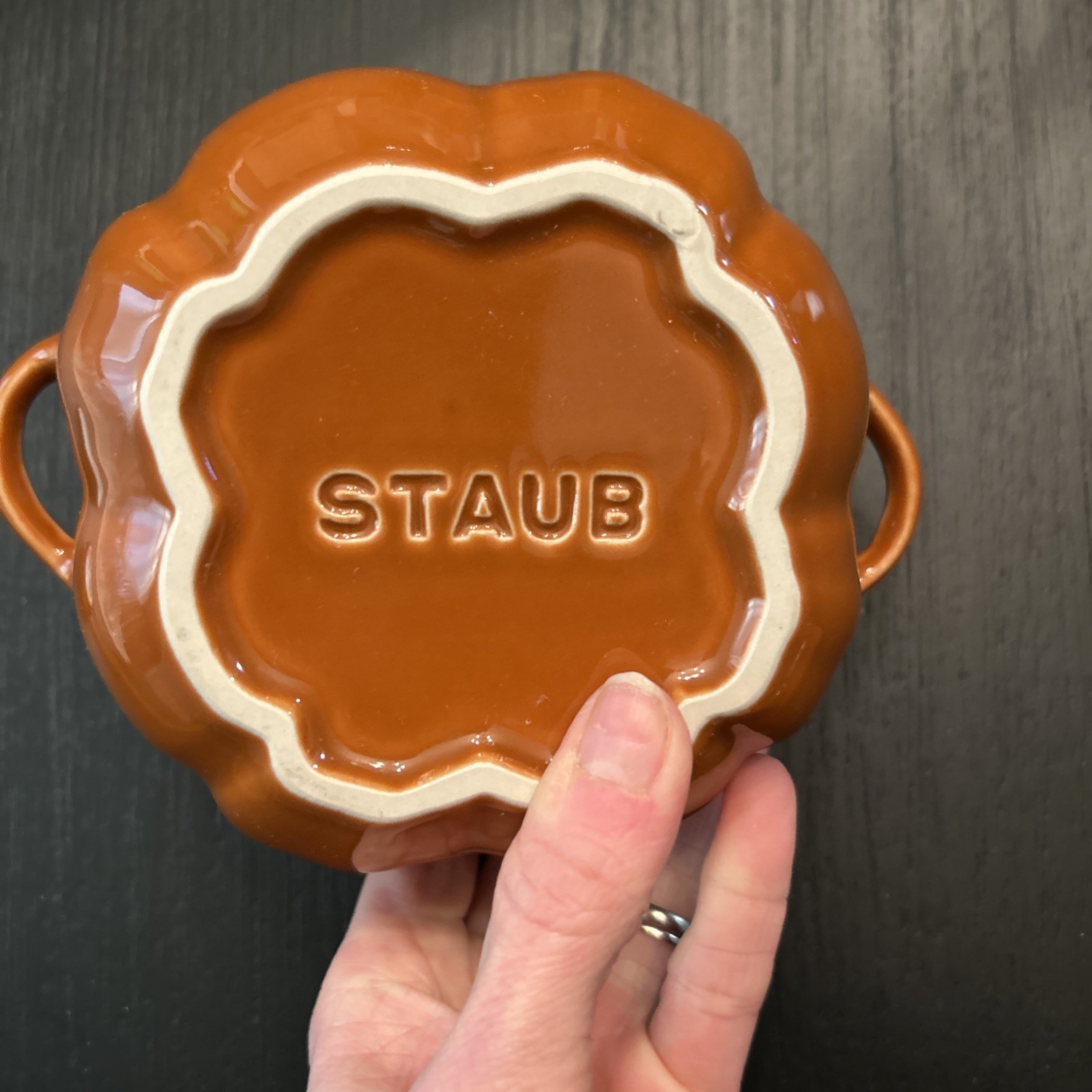 Staub Burnt Orange .5 Qt Pumpkin Cocotte Halloween Thanksgiving