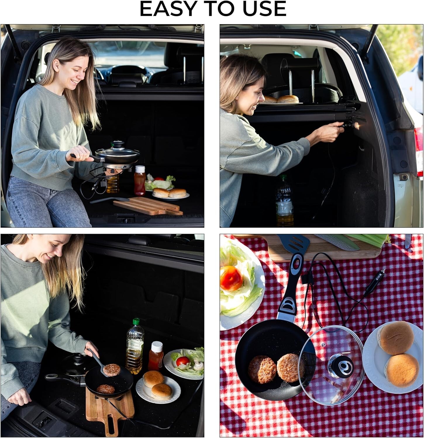 Zone Tech 12Volt Frying Pan With Glass Lid 7.5″ Portable Non-Stick Travel Pot