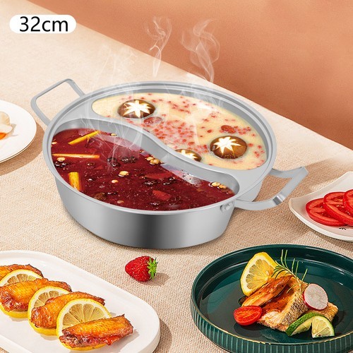 Double-flavor Hot Pot Hot Pot with Divider Hot Pot with Clear Lid