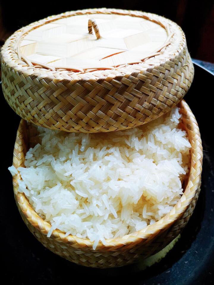 Vintage Thai Handicraft Cooker Bamboo Basket&Lid Steamer Sticky Rice Dim Sum X 2