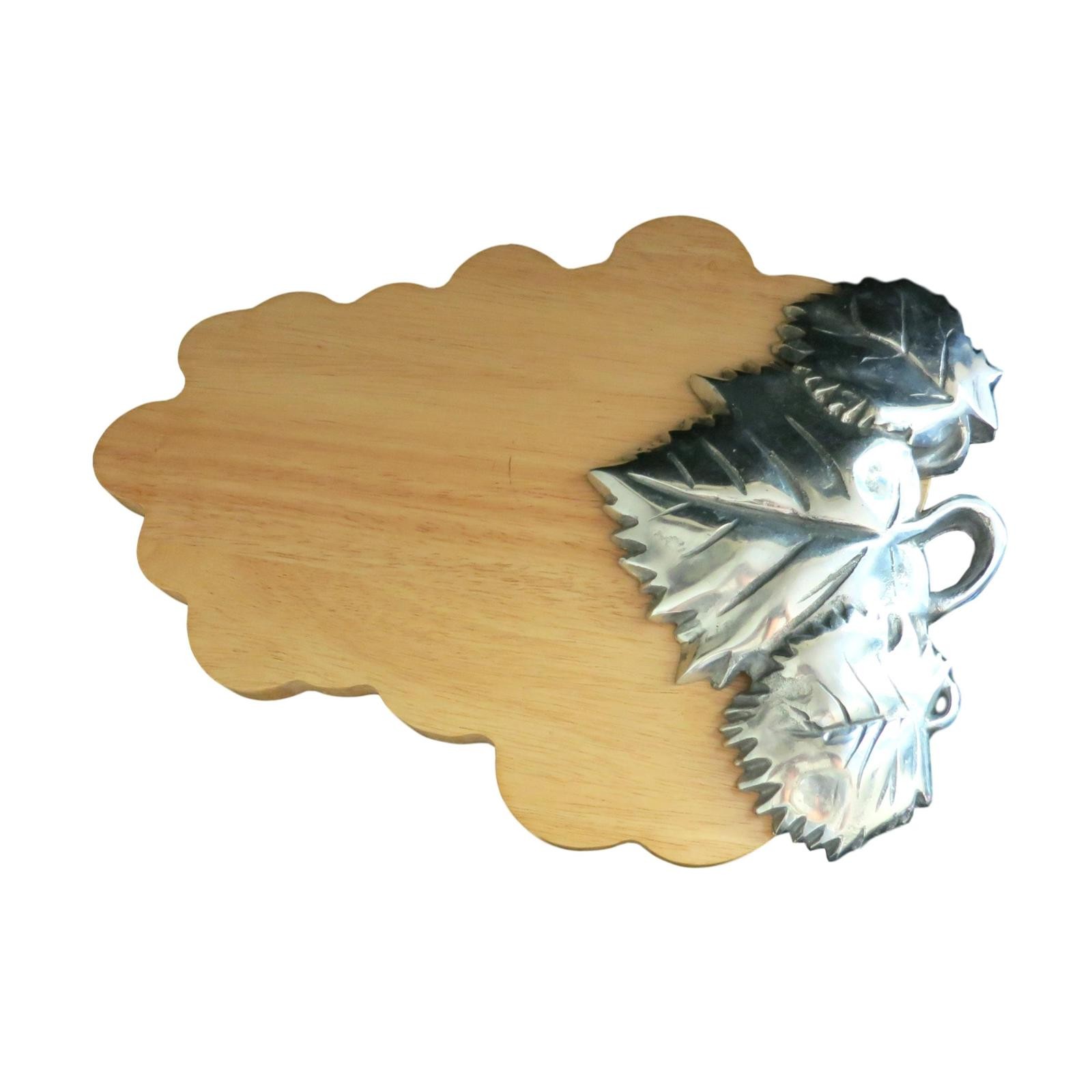 Vintage Grape Wood and Aluminum Cutting Board -Hanging Wall Art