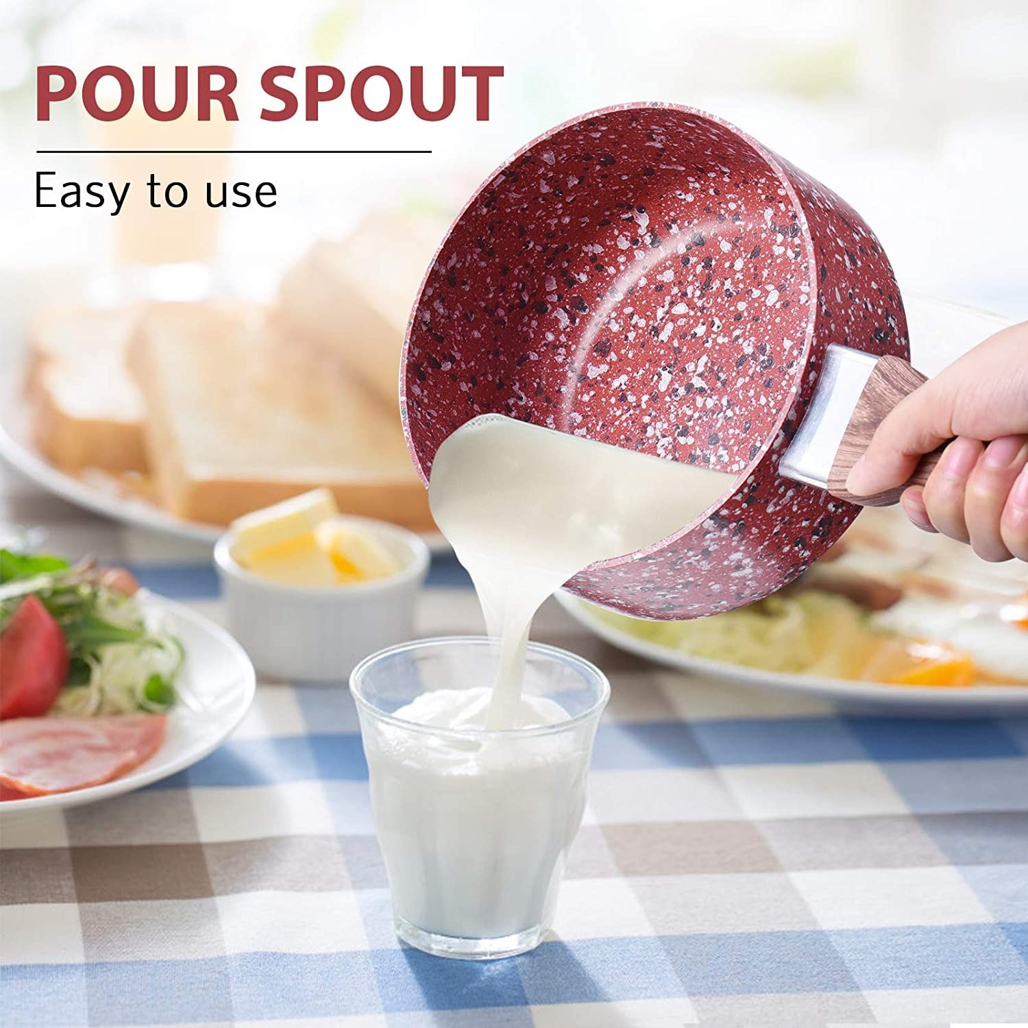 KOCH SYSTEME CS Nonstick Saucepan Set with Lid – 1.5 Quart & 3 Quart Stone Deriv