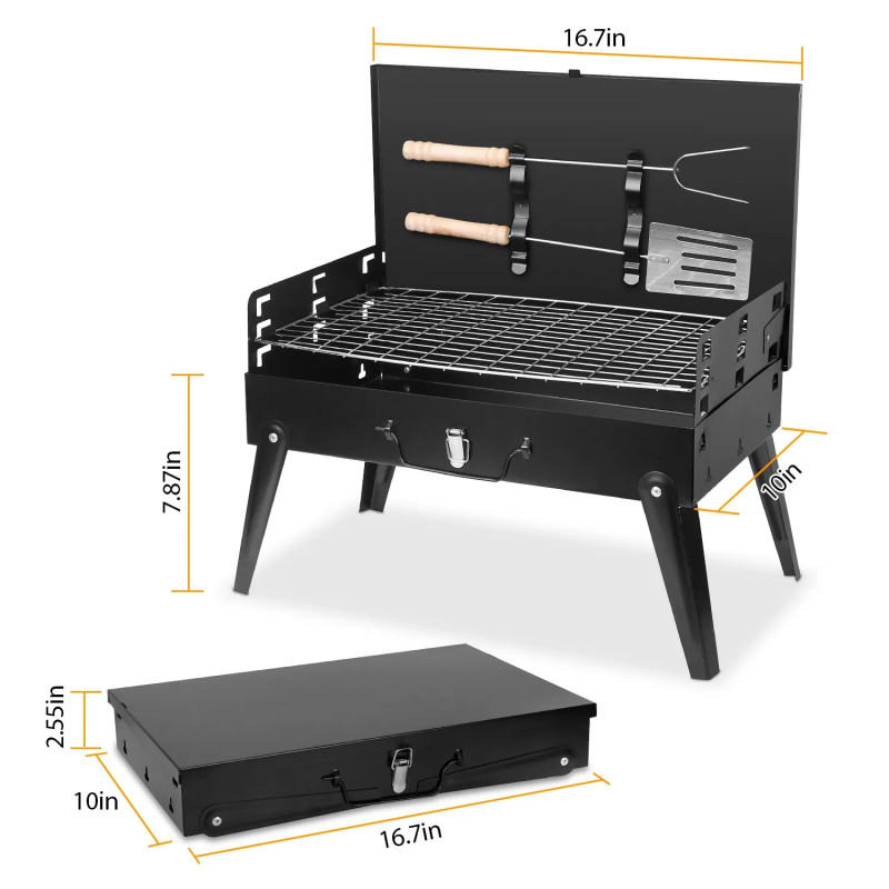 Portable Charcoal BBQ Grill – Foldable Mini Barbecue Smoker for Camping, Outdoor