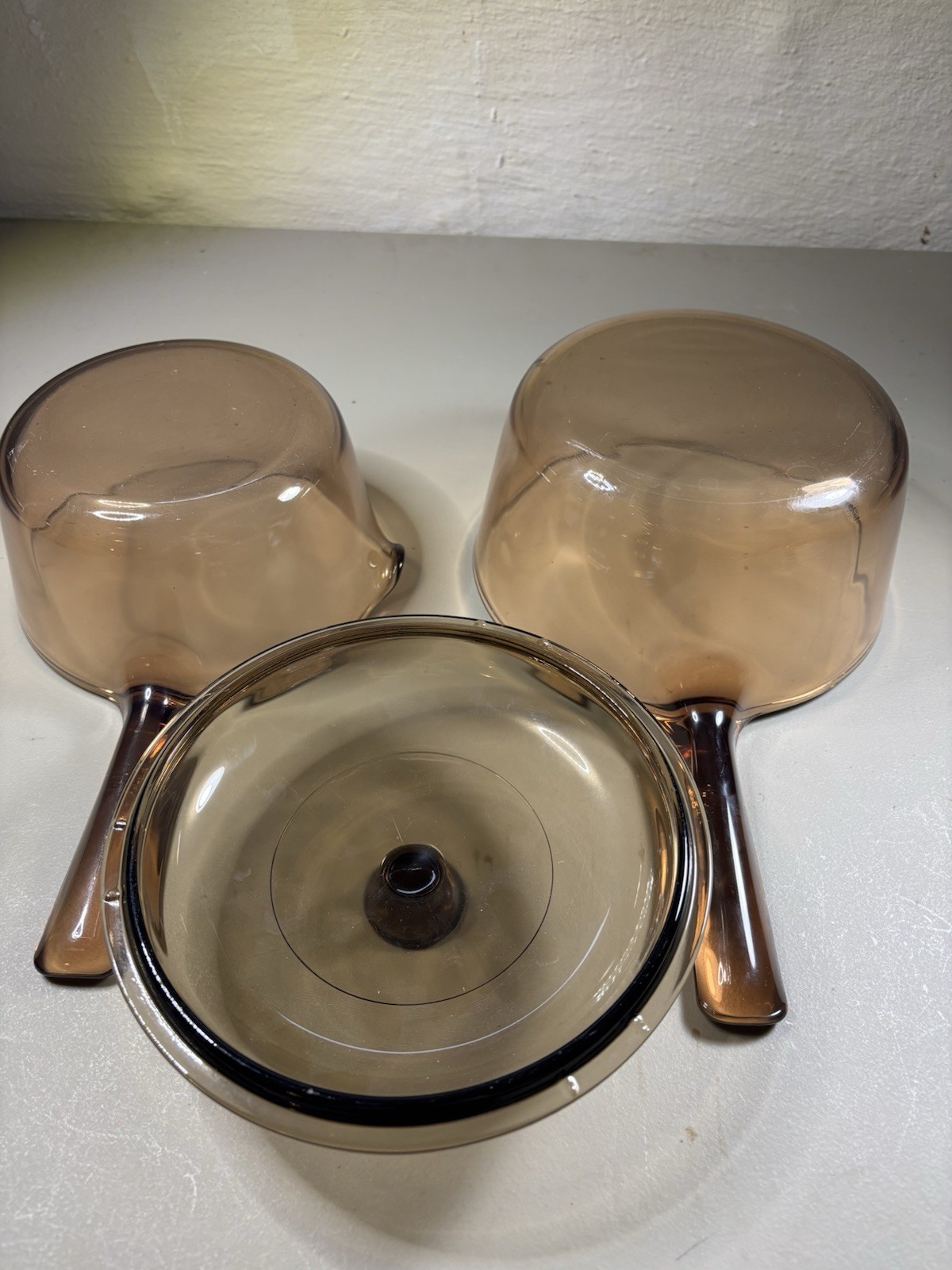Visions Cookware Amber 3 Piece 1.5L With Lid And 1L Pour spout Saucepans