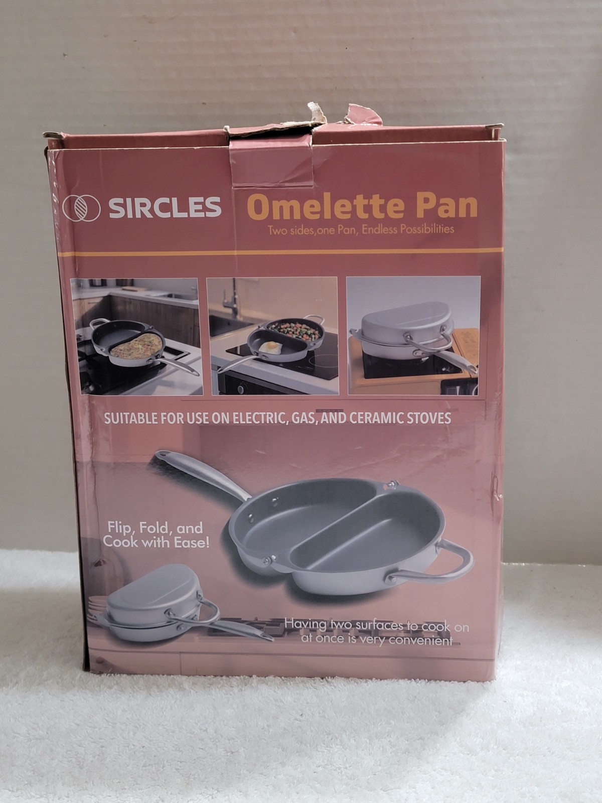 NEW Frittata Omelette Pan Non-Stick Aluminum Folding Compact Maker w/Spatula