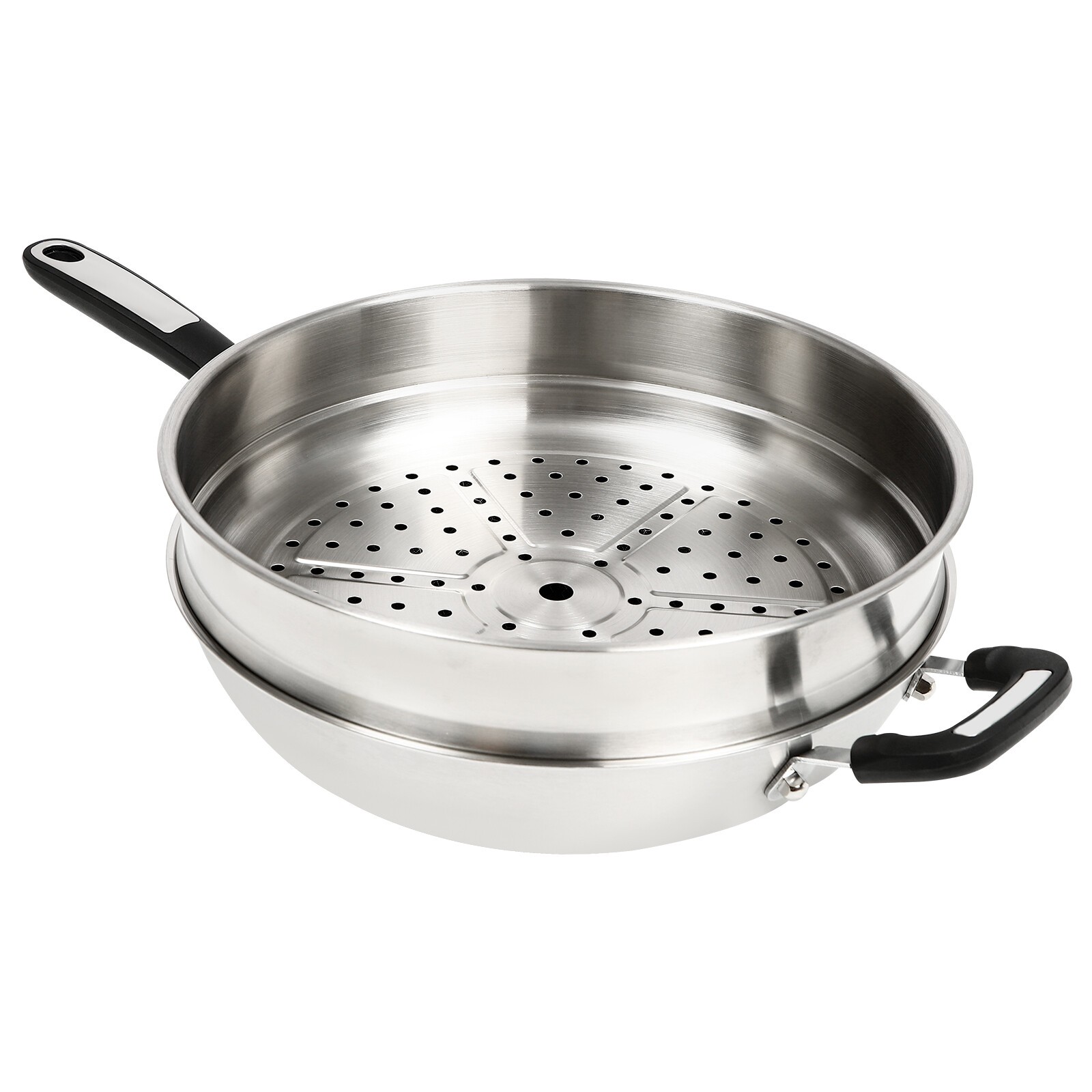 Large Honeycomb Wok Pan with Lid & Stainless Steel Steamer Cooking Pot Nonstick
