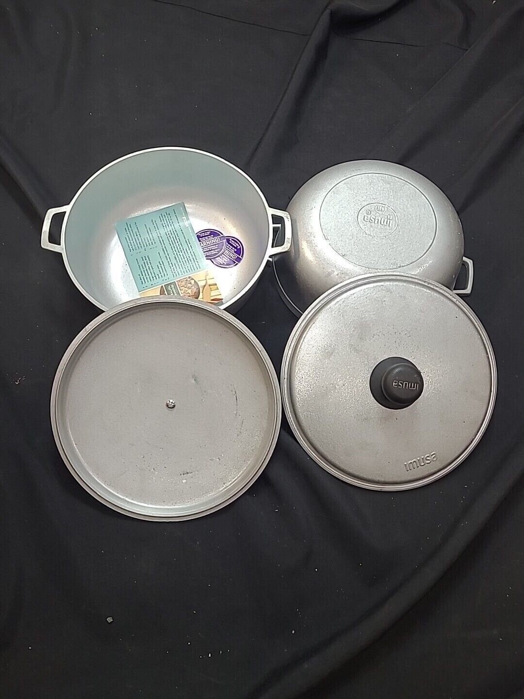 IMUSA-GAU-80504W-3.7 Quart-Aluminum Natural Caldero Cookware-LOT OF 2