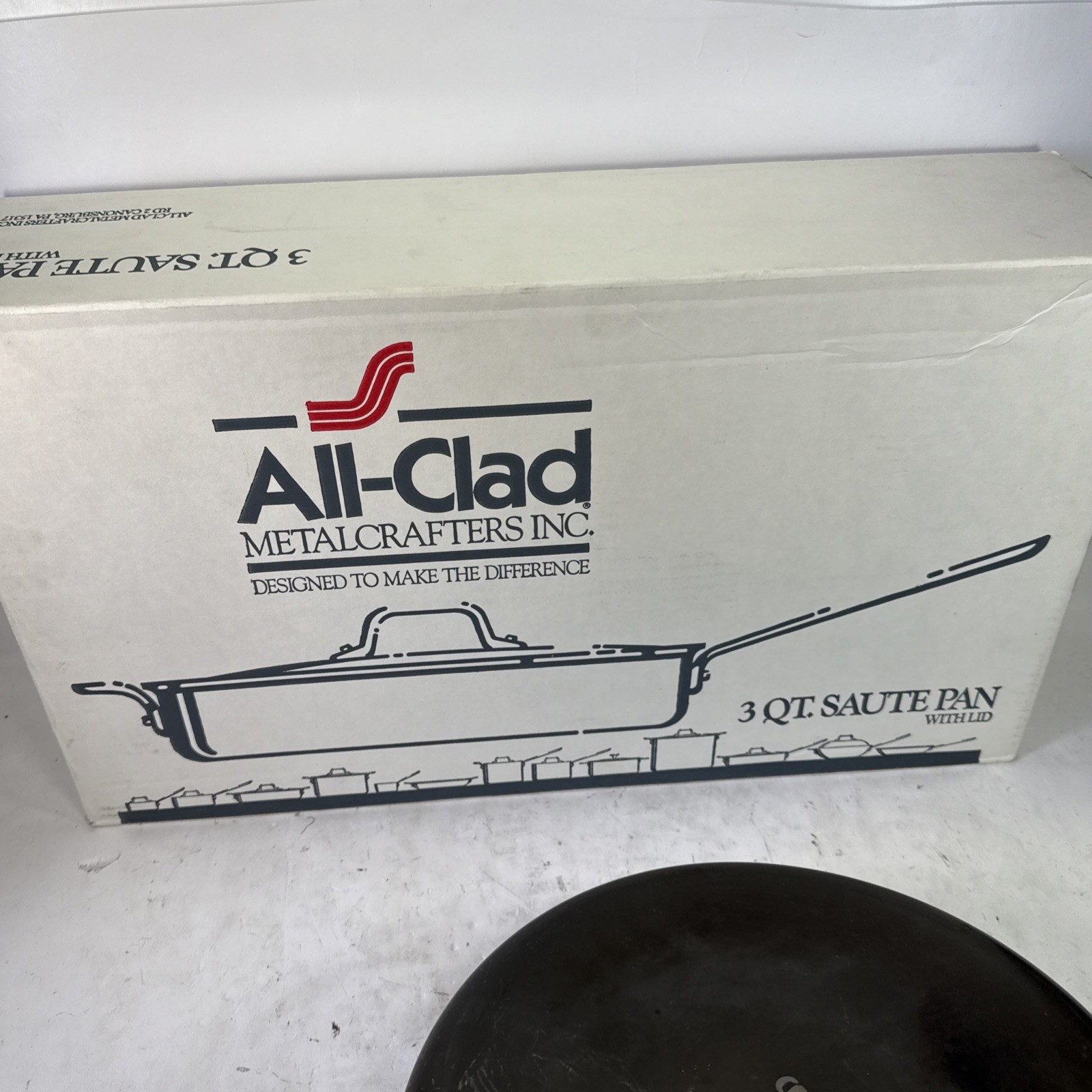 All Clad LTD Saute Pan 11″ 3qt Stainless Steel Anodized With Lid & Box Not Flush