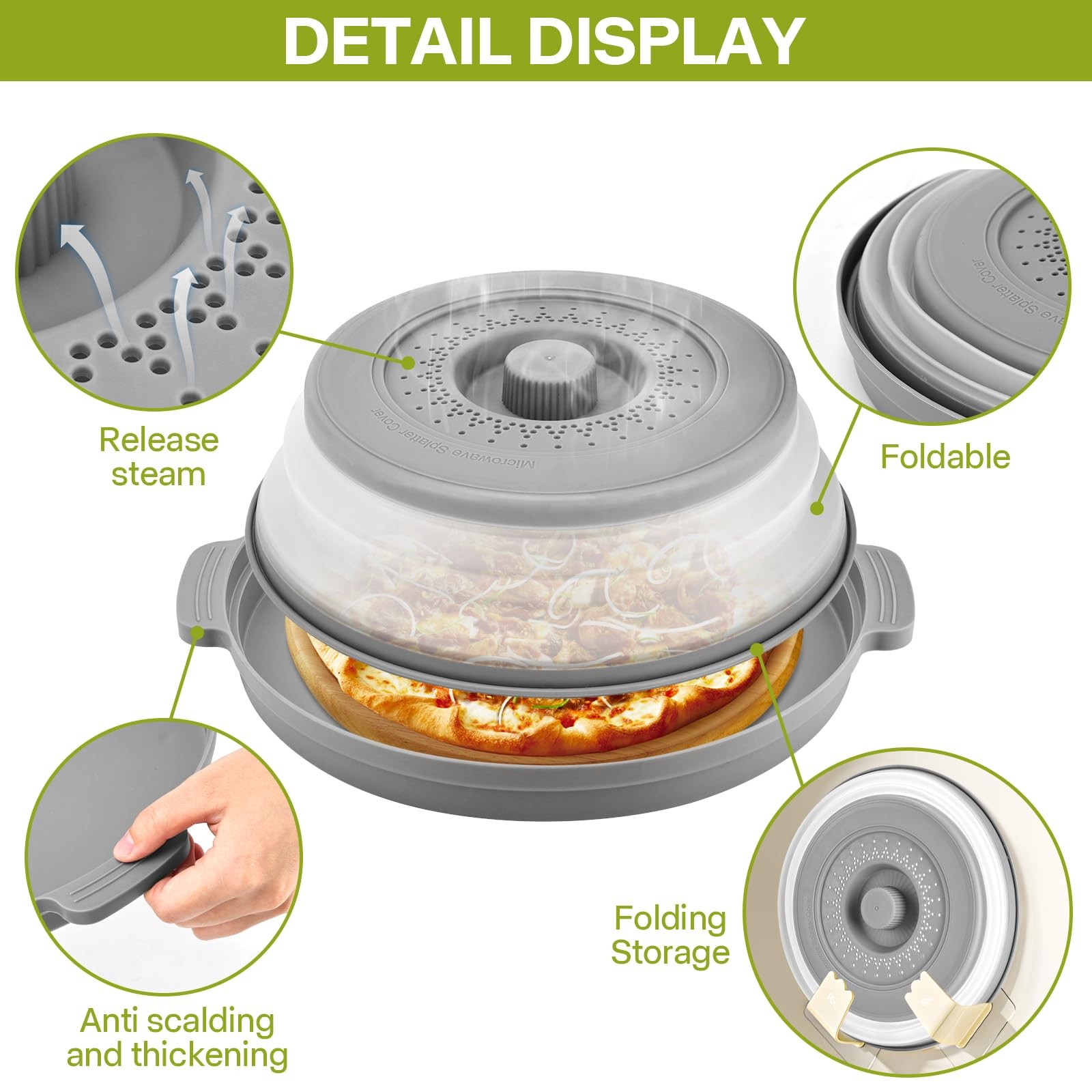 Microwave Splatter Cover for Food with Anti-scald Base Plate,Large Plastic & …