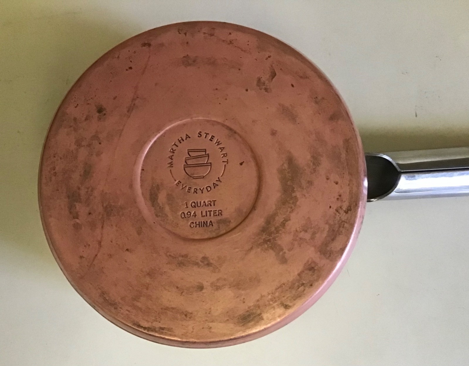 MARTHA STEWART EVERYDAY 1 Qt Quart Stainless Steel/Copper Bottom Saucepan w/Lid