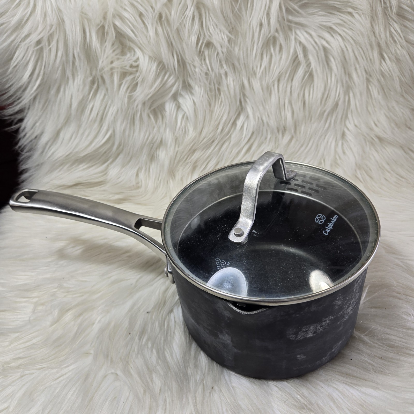 Calphalon Classic 2.5 Qt Hard Anodized Saucepan Gray 87025 Nonstick With Lid
