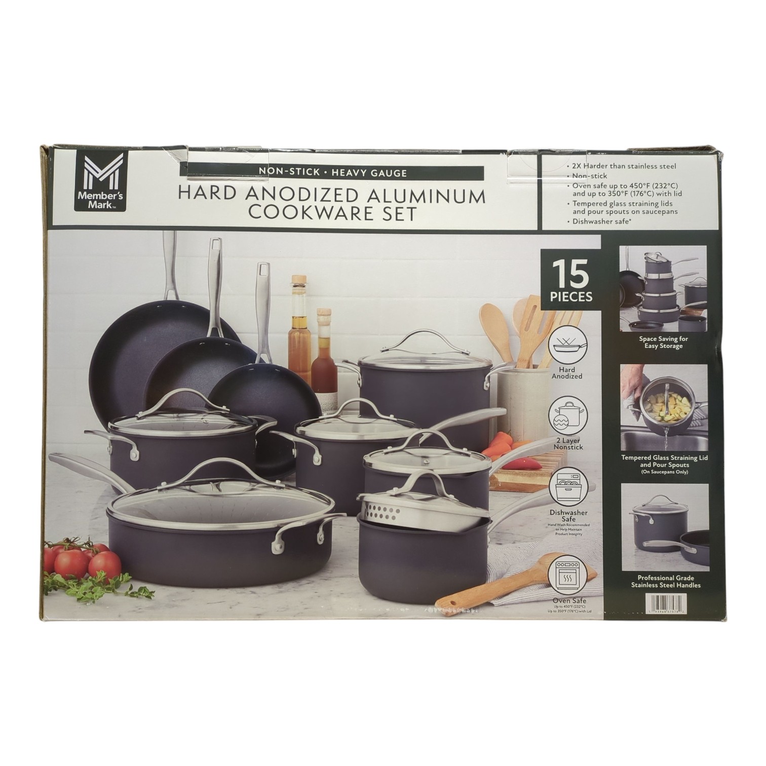 Member’s Mark Hard Anodized Aluminum Cookware Set, 15 Piece