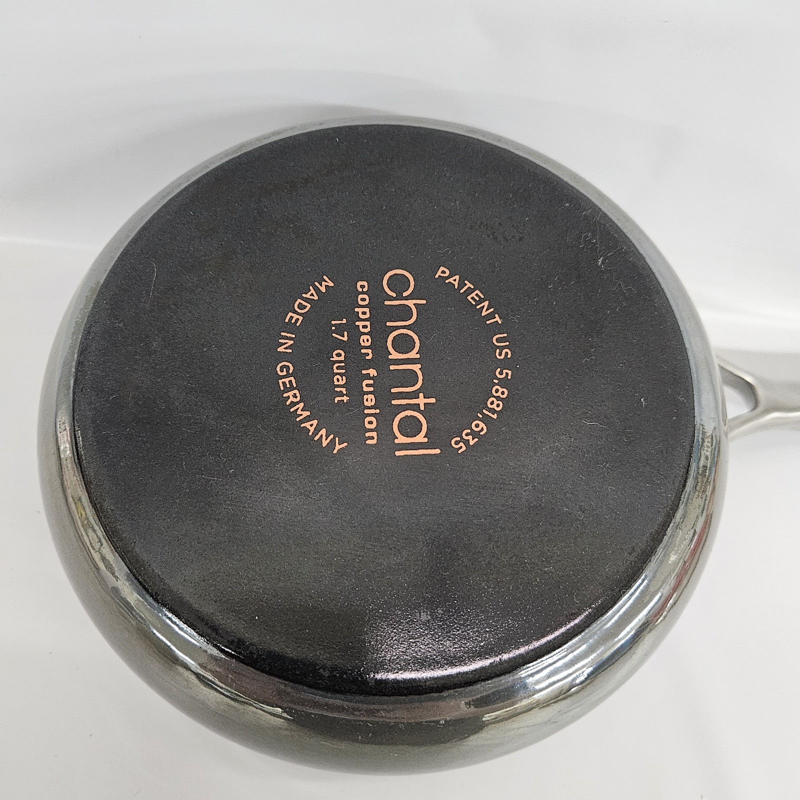 Vtg 1.7qt Chantal Copper Fusion Saucepan Lid Induction Suitable Made in Germany