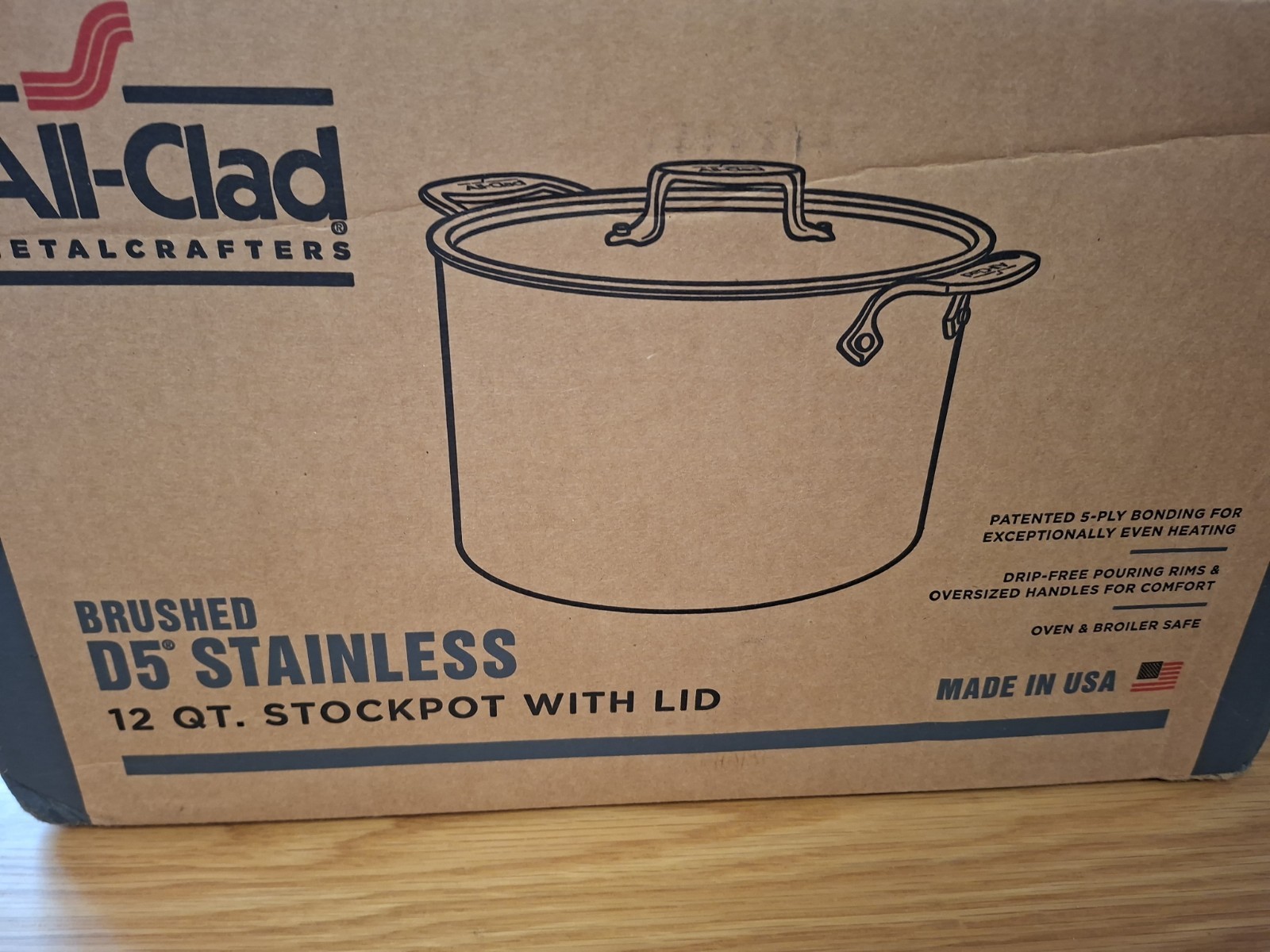 All Clad BD5 #5512 Brushed Stainless Steel 5Ply 12 QT stock Pot Retail $515!