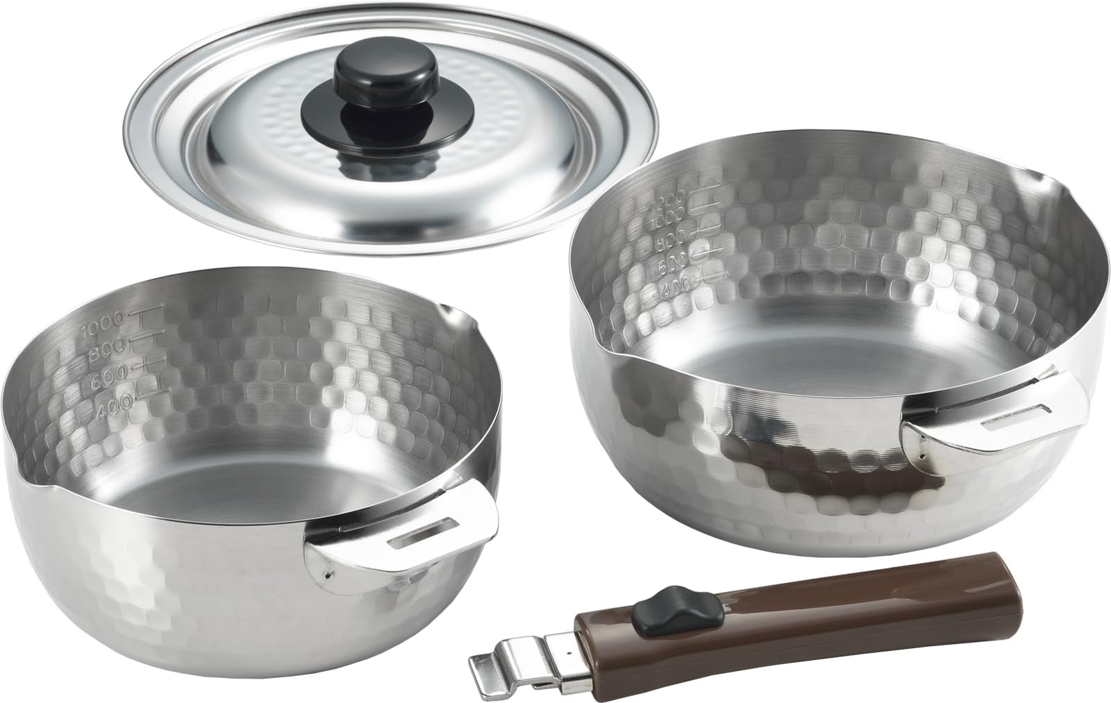 Yukihira pot with removable handle, one-handed pot, set of 2, 16cm&18cm