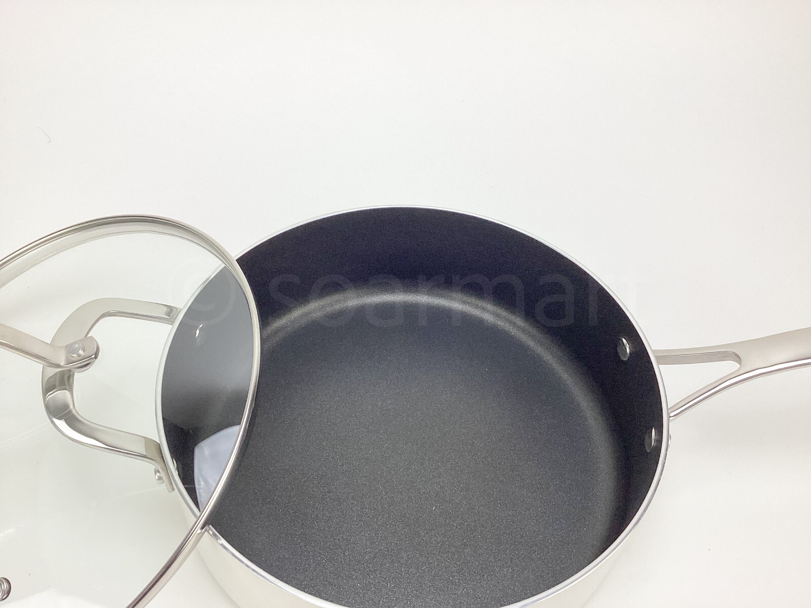 Martha Stewart Ivory 4.6-Qt Sauté Pan Hard-Enameled Aluminum Nonstick Cookware