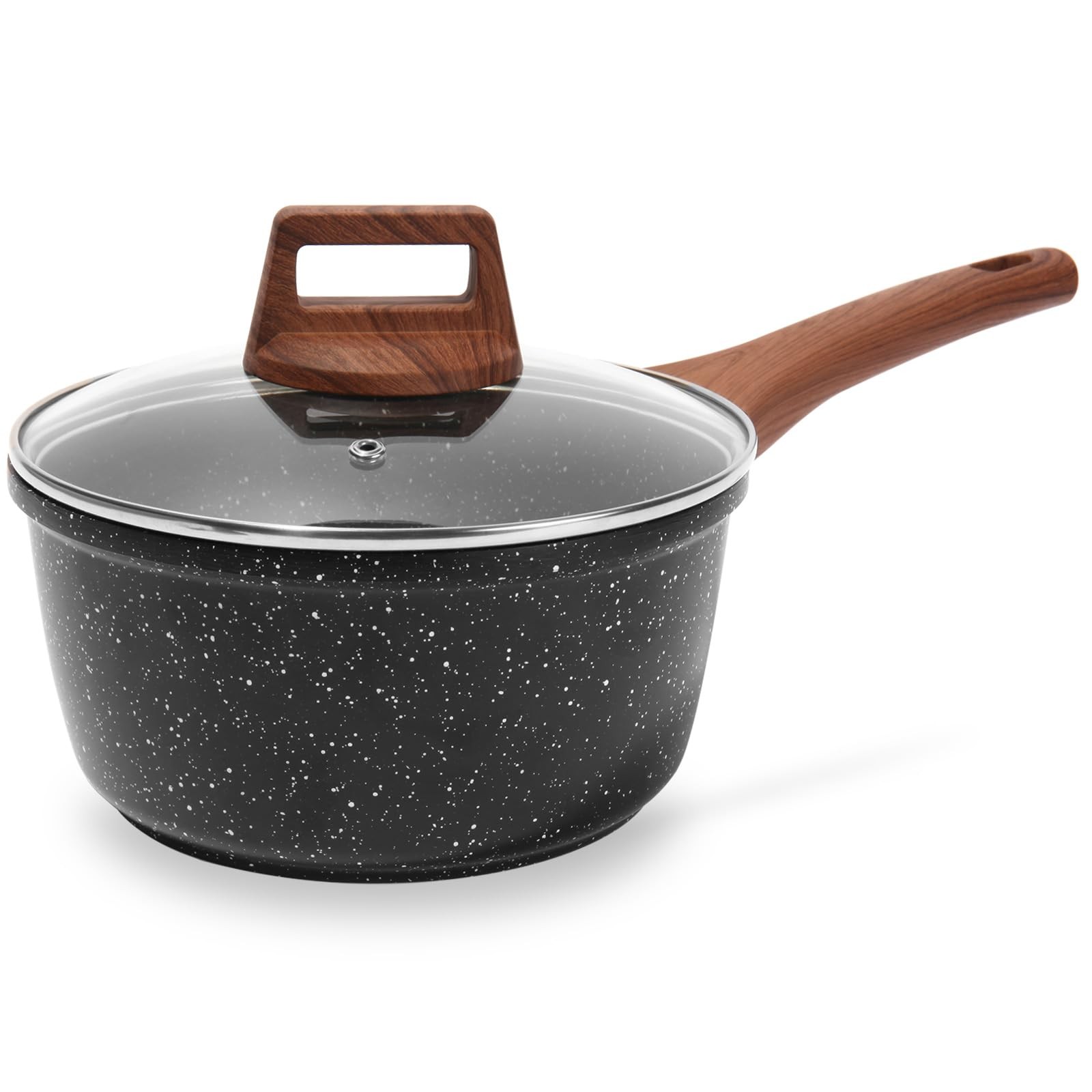 Nonstick Sauce Pan with Lid, 1.5 QT Small Soup Pot Compatible with All Stovet…