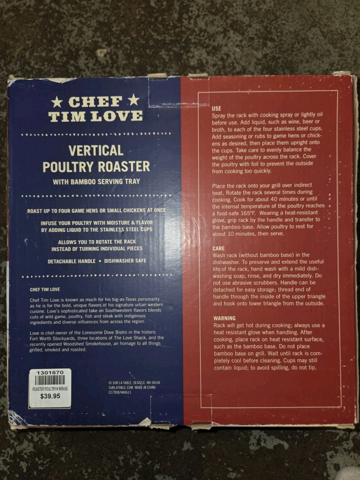 Chef Tim Love Vertical Poultry Roaster