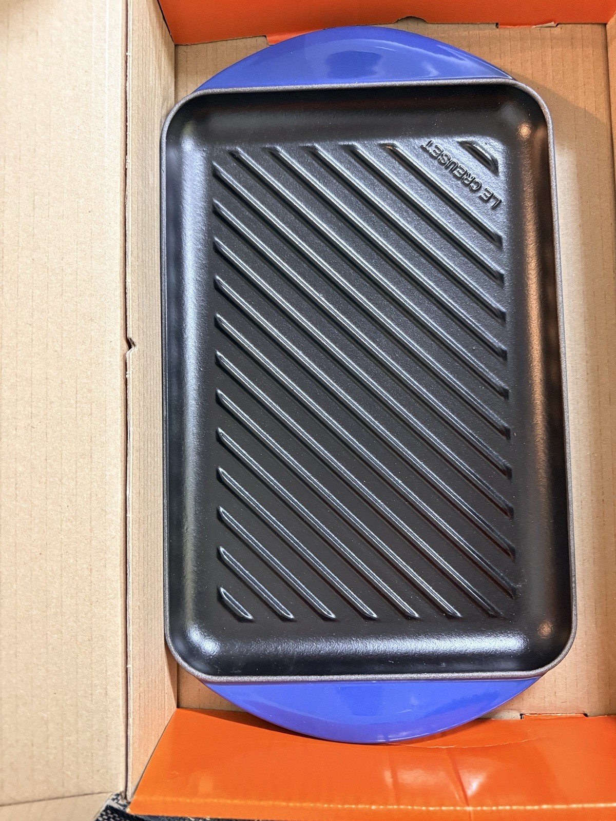 Le Creuset Lapis Blue 32cm Rectangular Skinny Grill Cast Iron New in Box