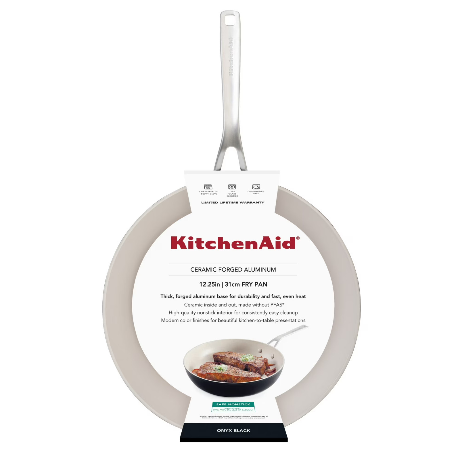 KitchenAid Hard Anodized 12 Inch Ceramic Nonstick Frying Pan, Oven Safe to 500°F