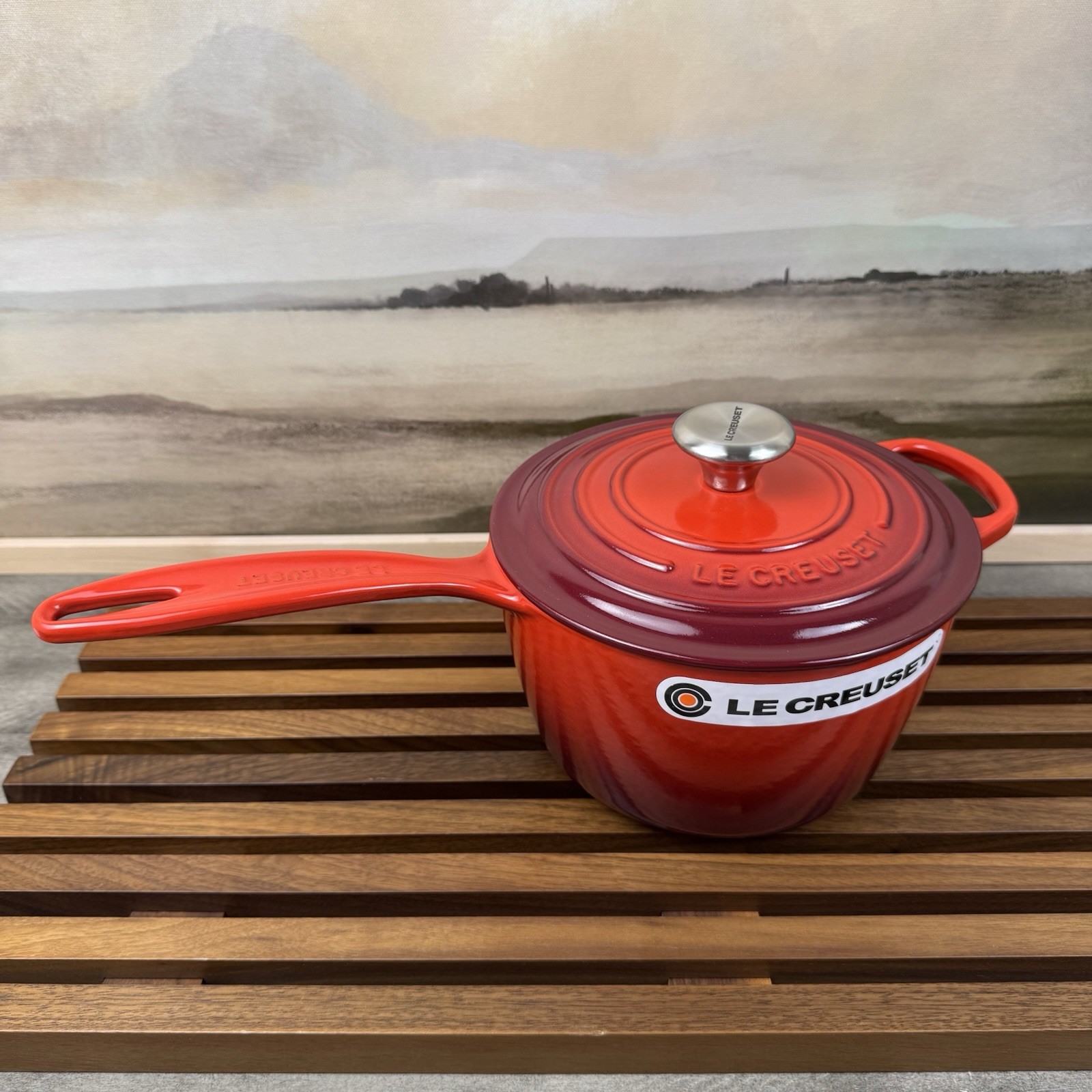 Le Creuset Signature Enameled Cast Iron Saucepan 2 1/4-Qt. Cerise Scuffed Read